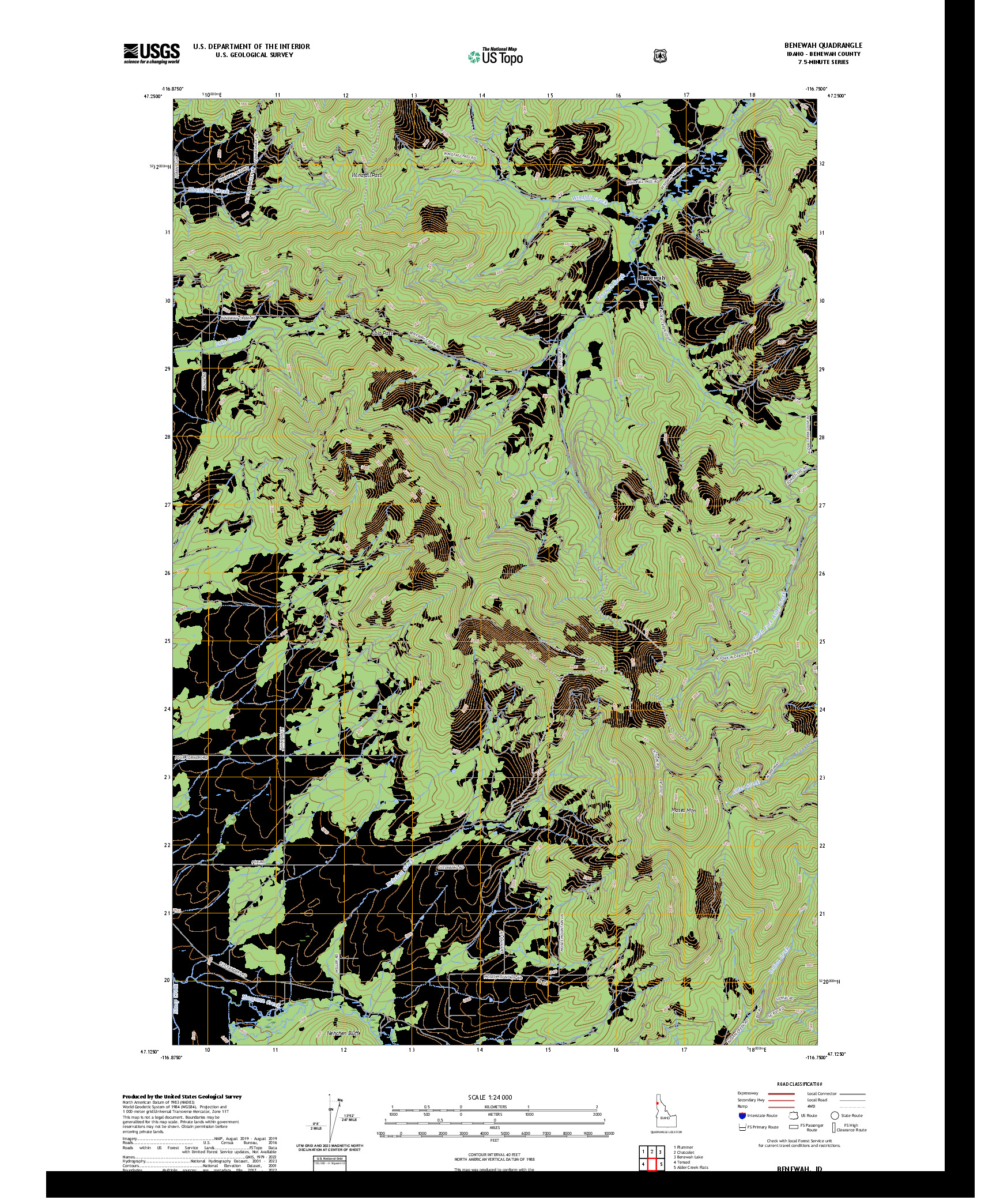 US TOPO 7.5-MINUTE MAP FOR BENEWAH, ID