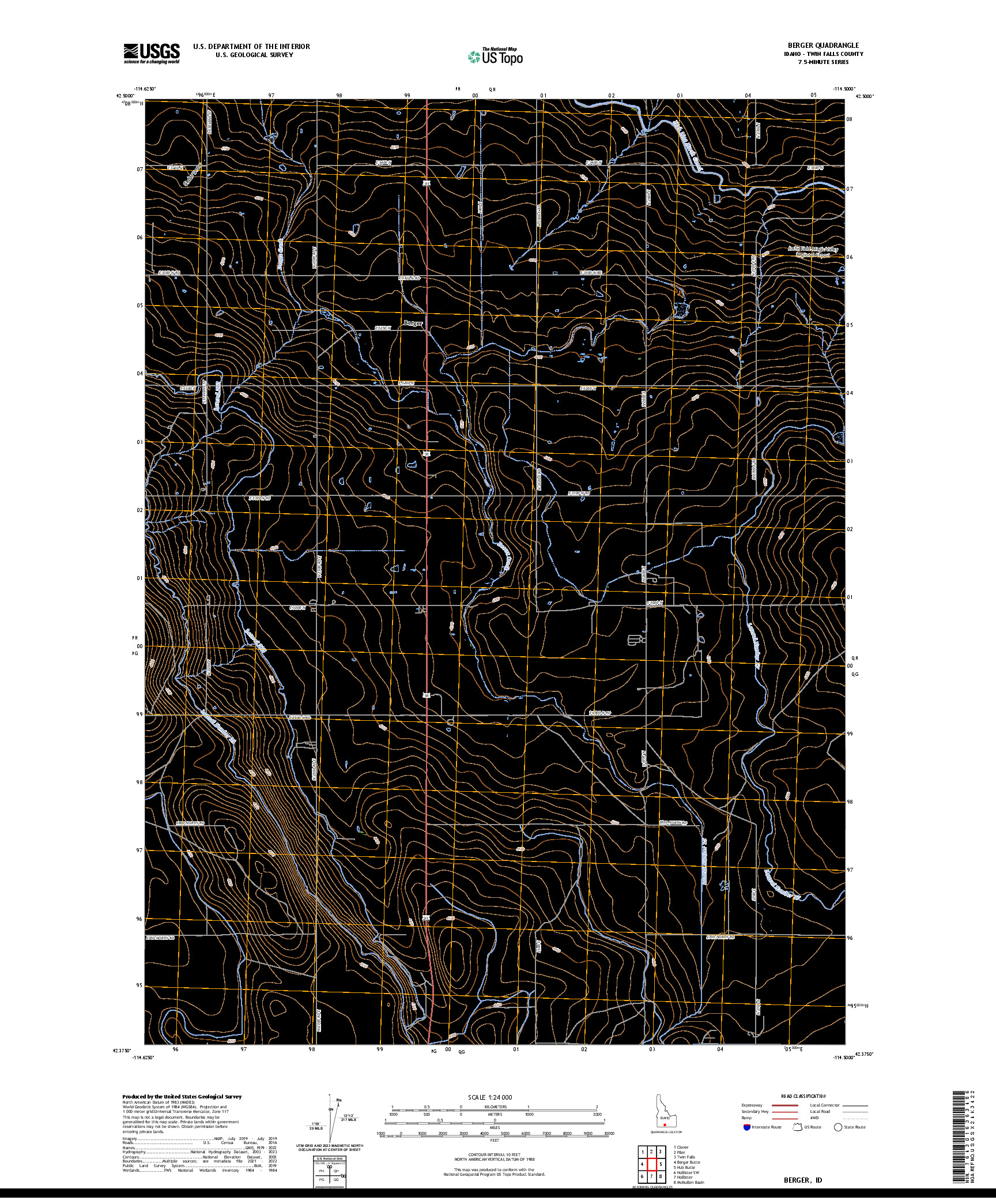 US TOPO 7.5-MINUTE MAP FOR BERGER, ID