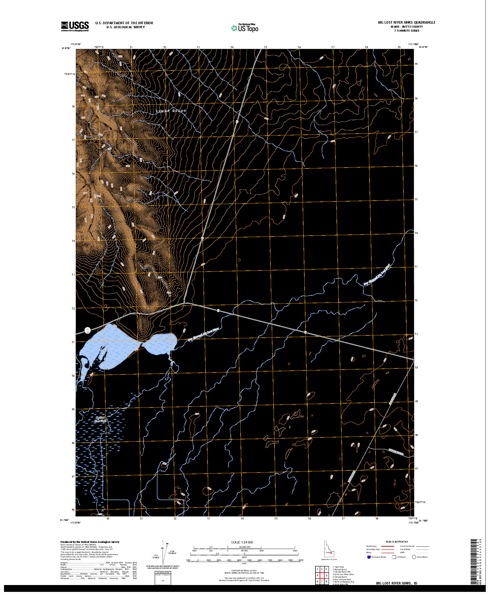 US TOPO 7.5-MINUTE MAP FOR BIG LOST RIVER SINKS, ID