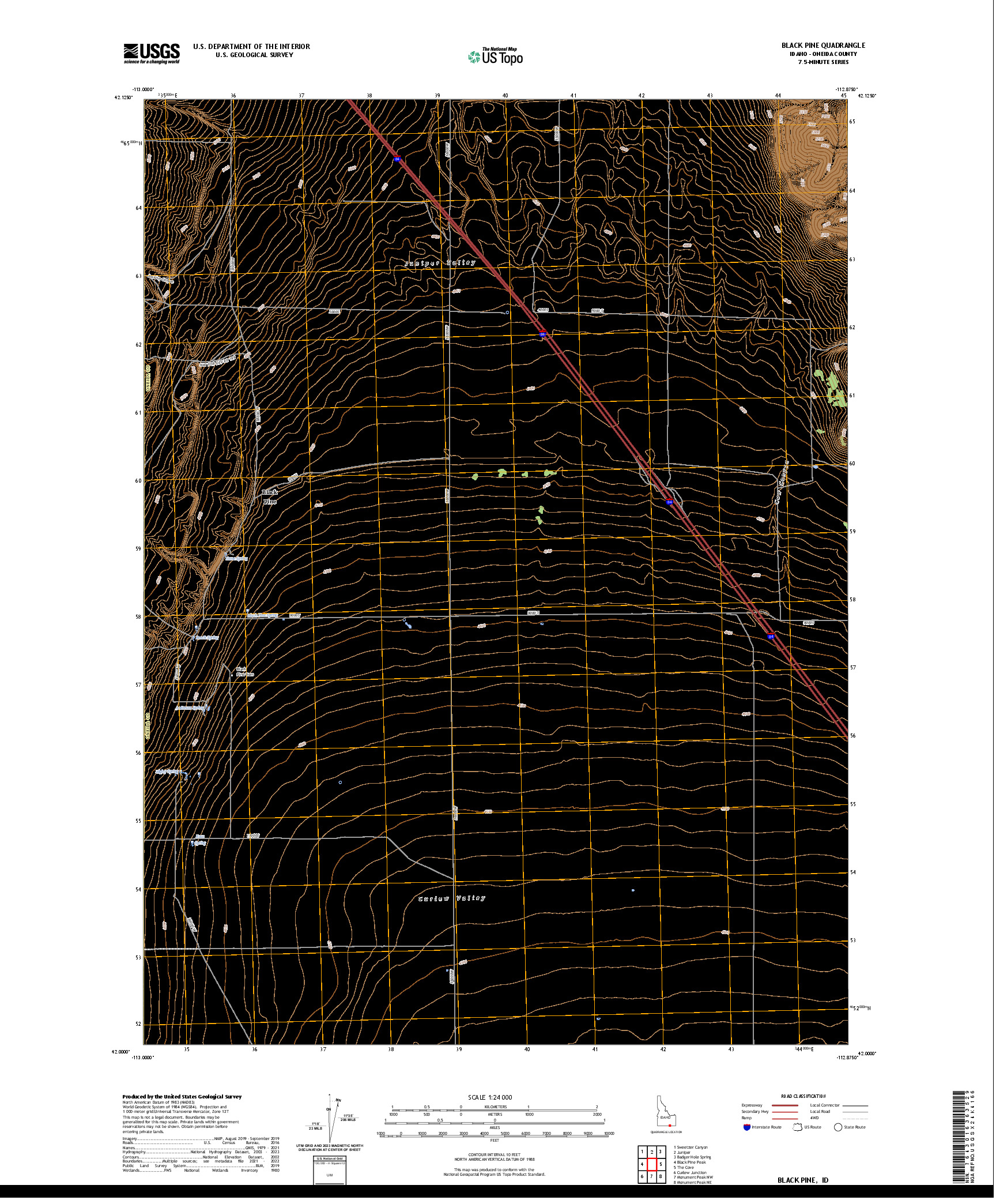 US TOPO 7.5-MINUTE MAP FOR BLACK PINE, ID
