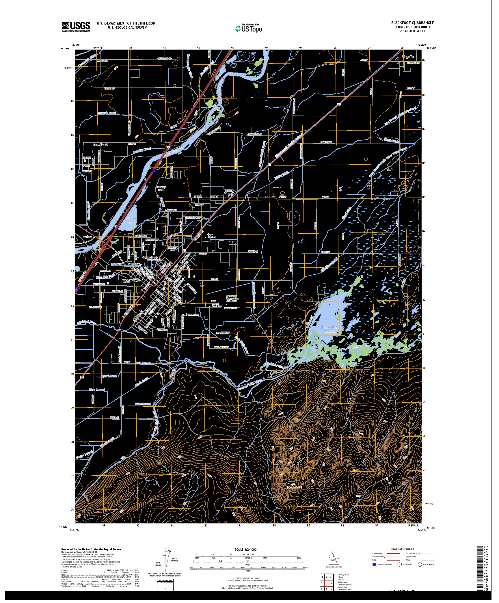 US TOPO 7.5-MINUTE MAP FOR BLACKFOOT, ID