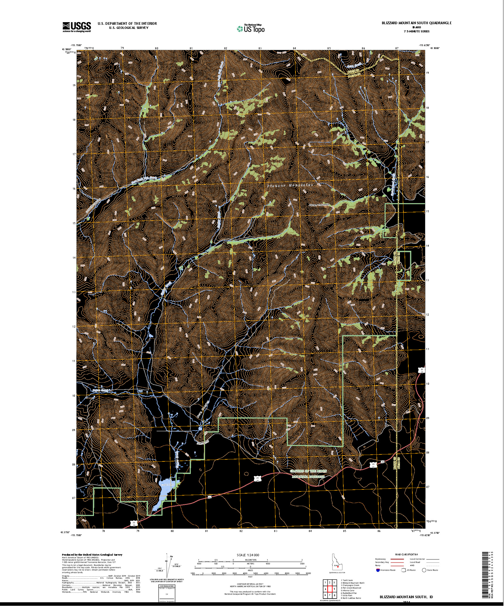 US TOPO 7.5-MINUTE MAP FOR BLIZZARD MOUNTAIN SOUTH, ID