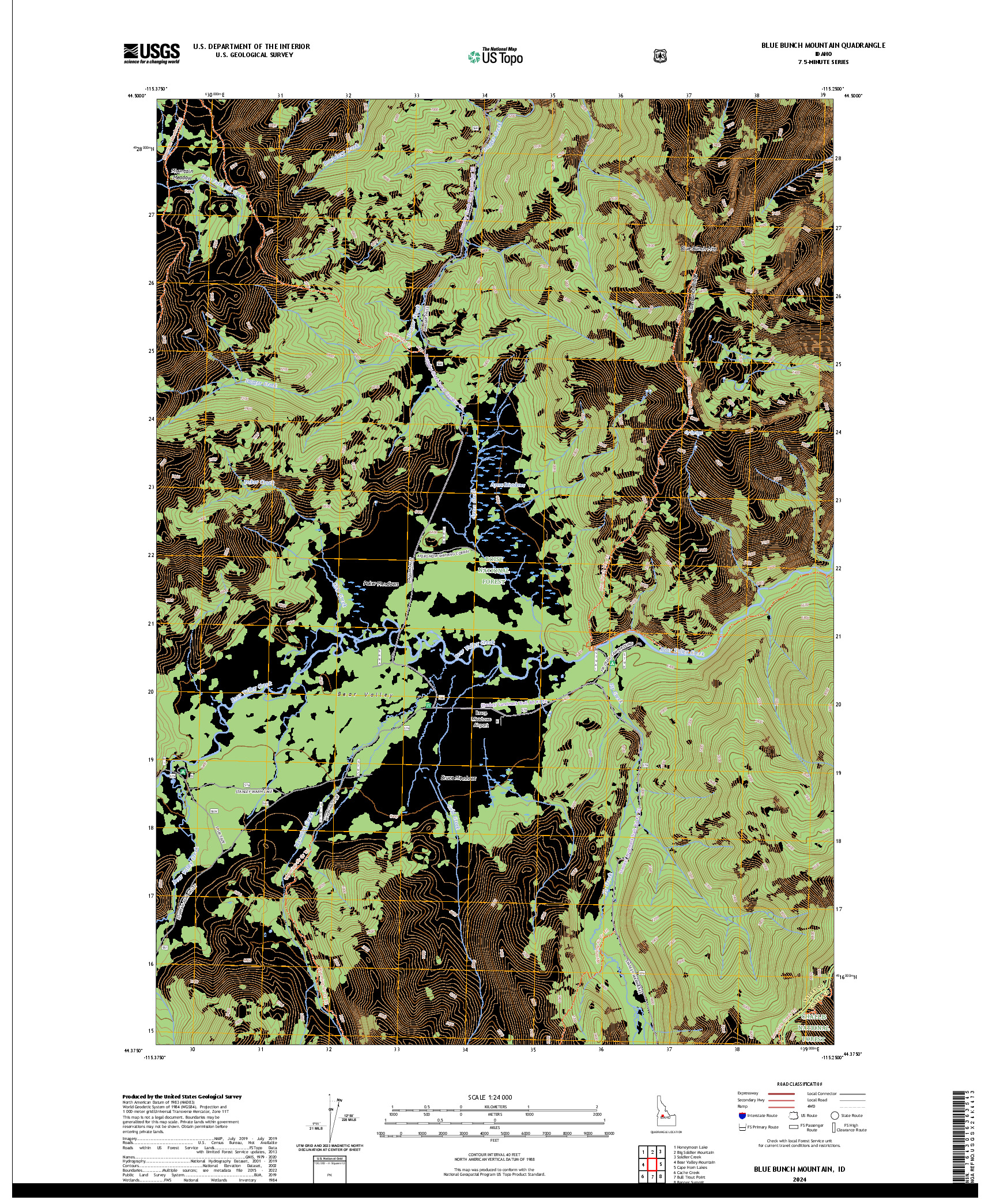 US TOPO 7.5-MINUTE MAP FOR BLUE BUNCH MOUNTAIN, ID