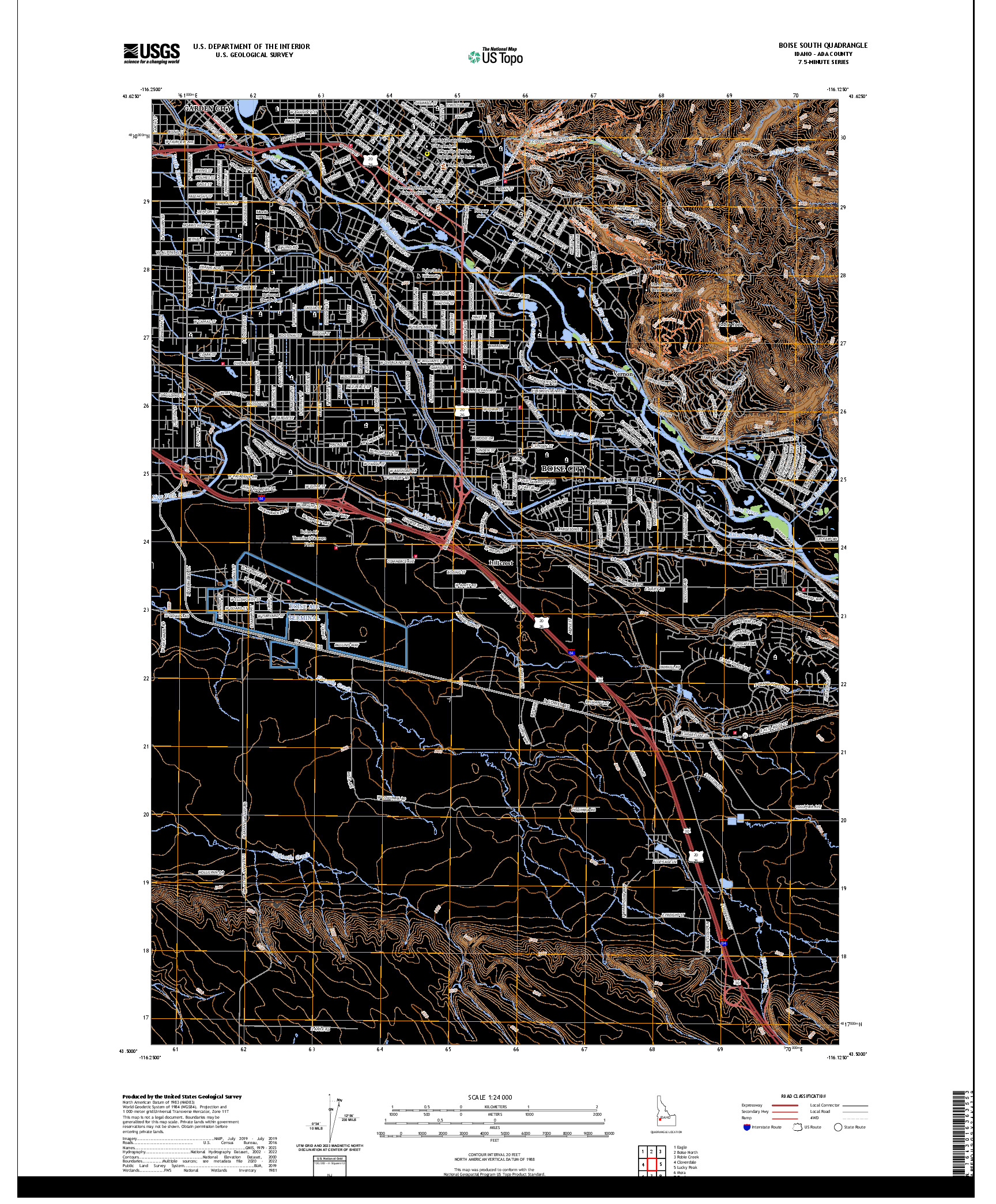 US TOPO 7.5-MINUTE MAP FOR BOISE SOUTH, ID