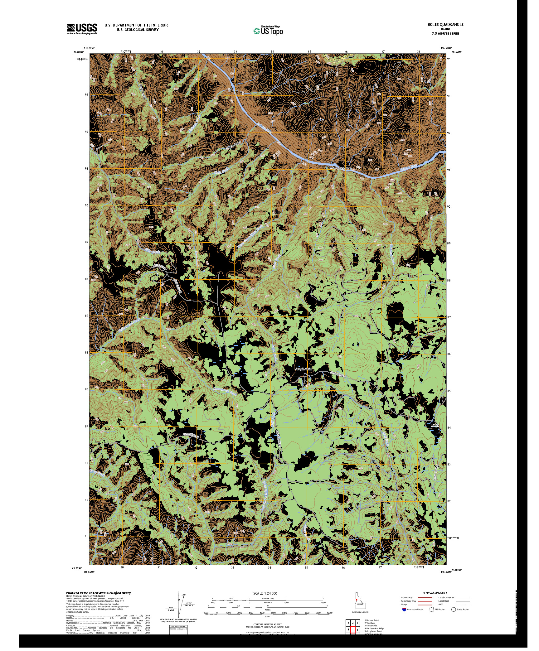 US TOPO 7.5-MINUTE MAP FOR BOLES, ID