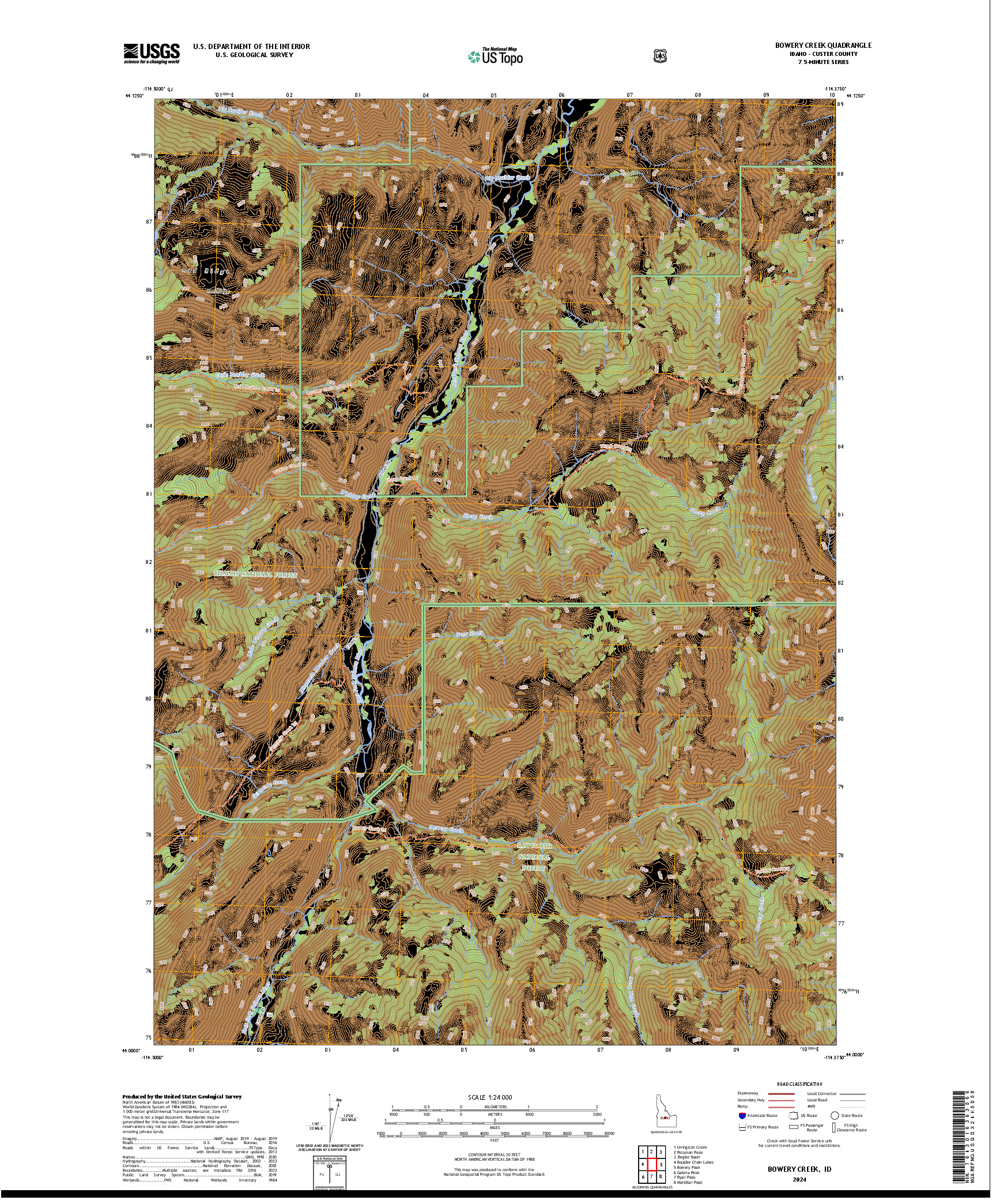 US TOPO 7.5-MINUTE MAP FOR BOWERY CREEK, ID
