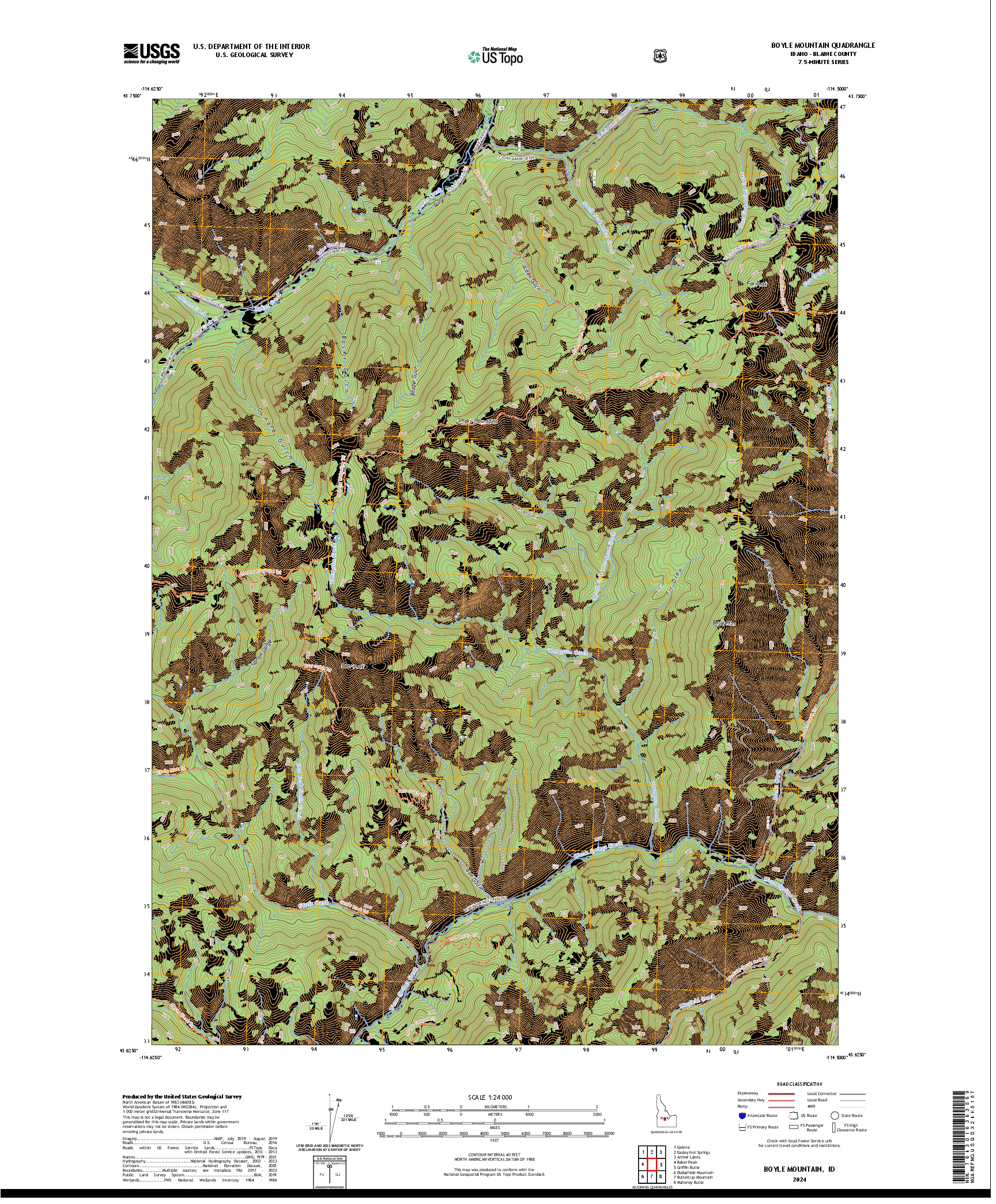 US TOPO 7.5-MINUTE MAP FOR BOYLE MOUNTAIN, ID