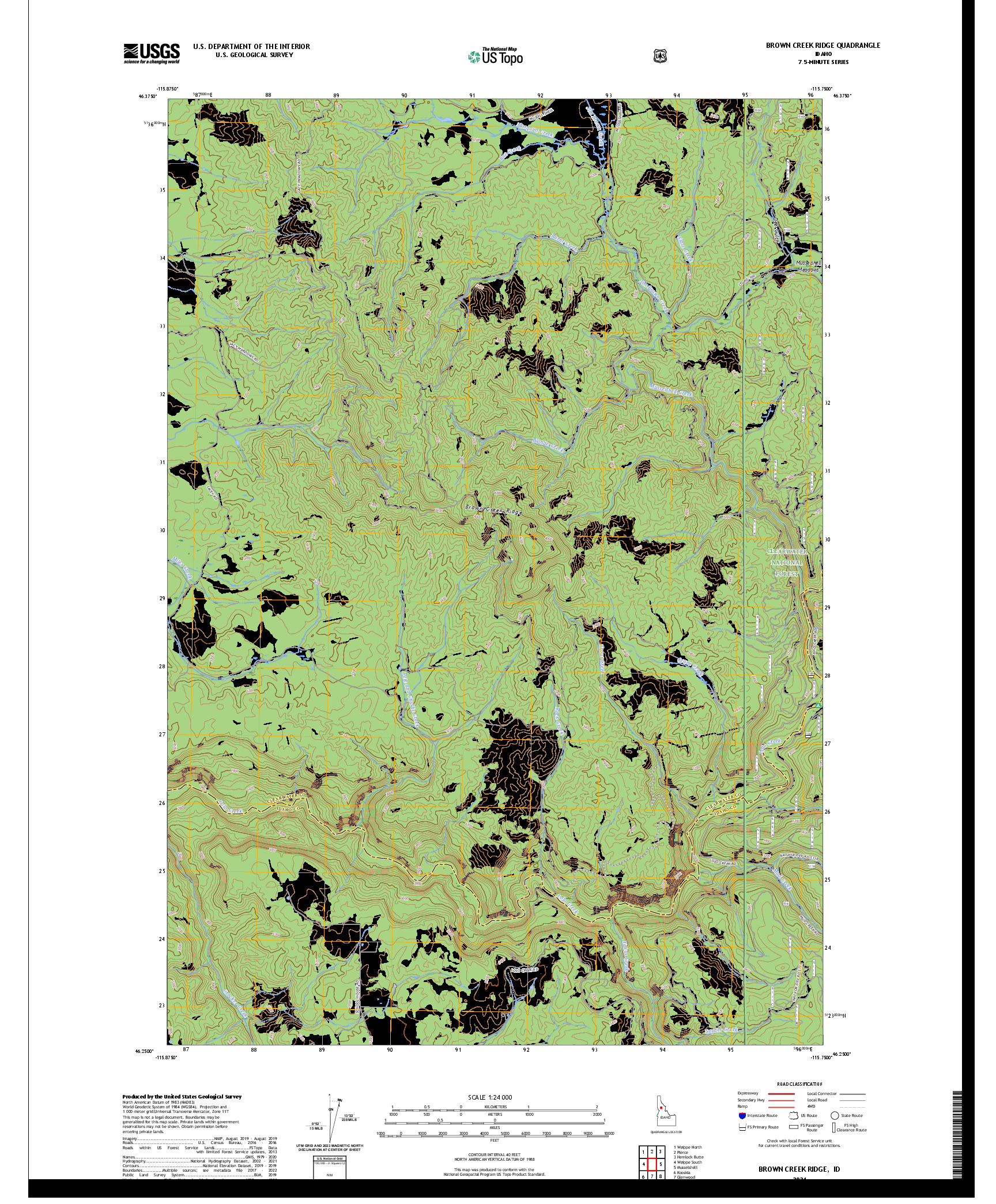 US TOPO 7.5-MINUTE MAP FOR BROWN CREEK RIDGE, ID