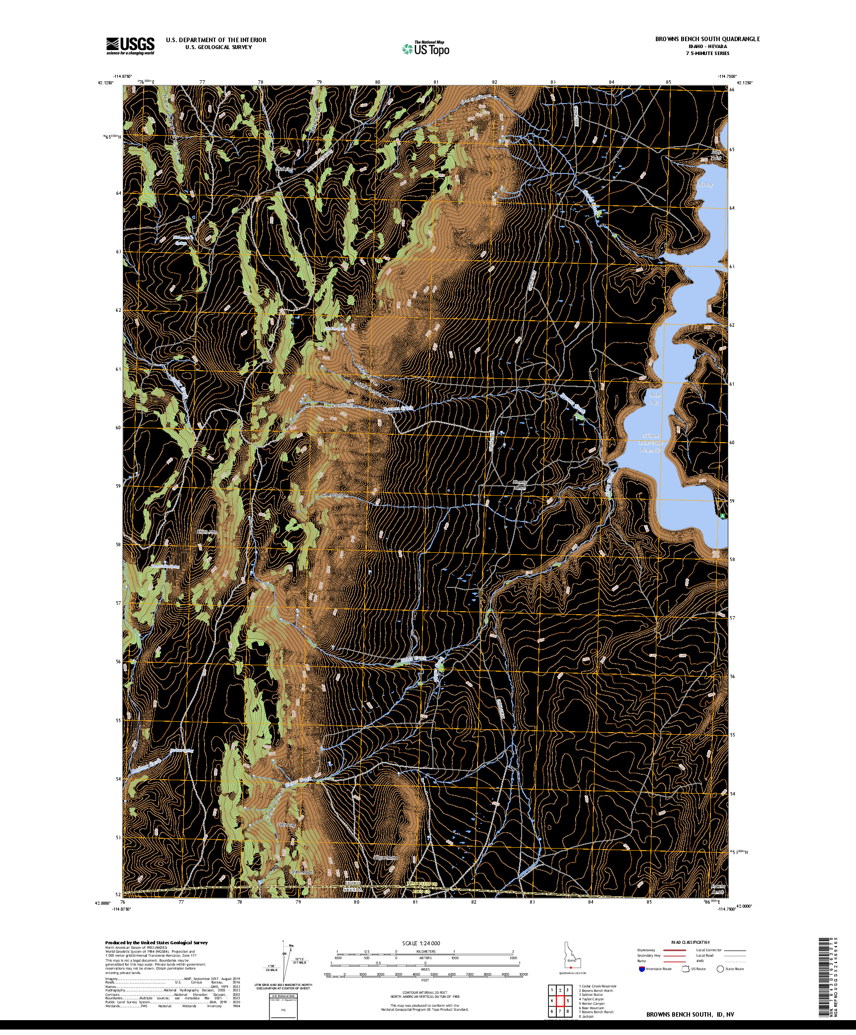 US TOPO 7.5-MINUTE MAP FOR BROWNS BENCH SOUTH, ID,NV