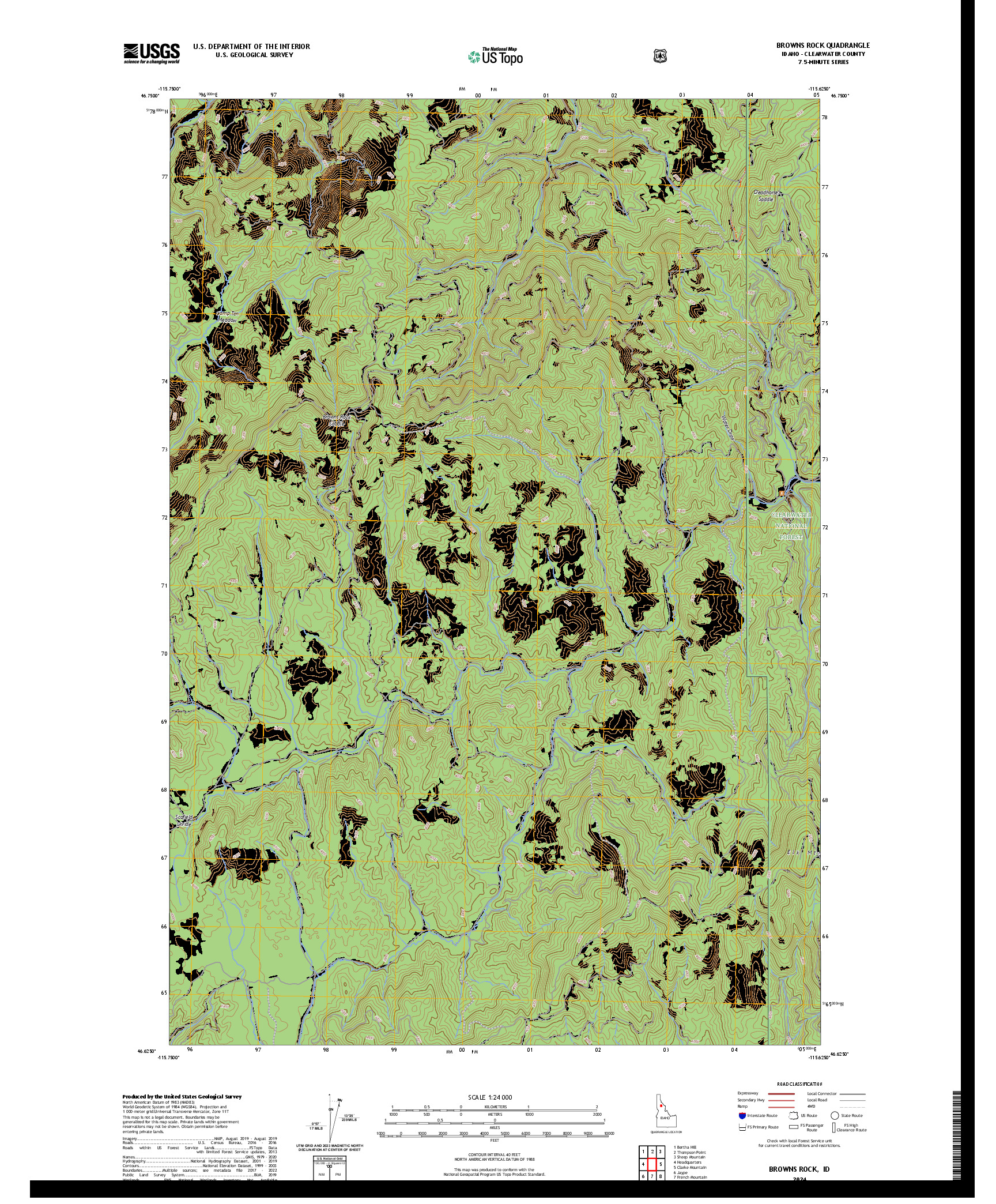 US TOPO 7.5-MINUTE MAP FOR BROWNS ROCK, ID