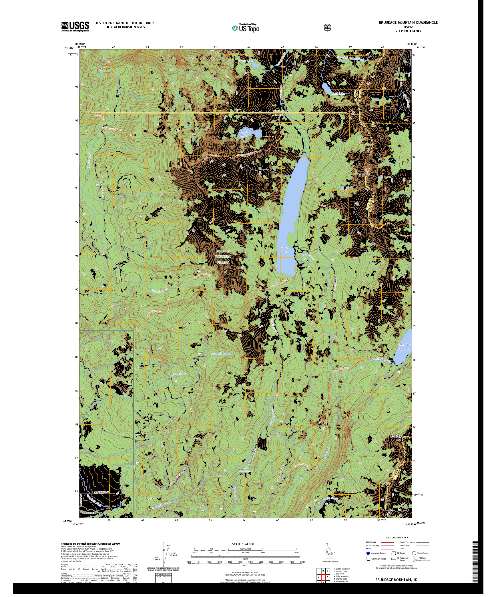 US TOPO 7.5-MINUTE MAP FOR BRUNDAGE MOUNTAIN, ID