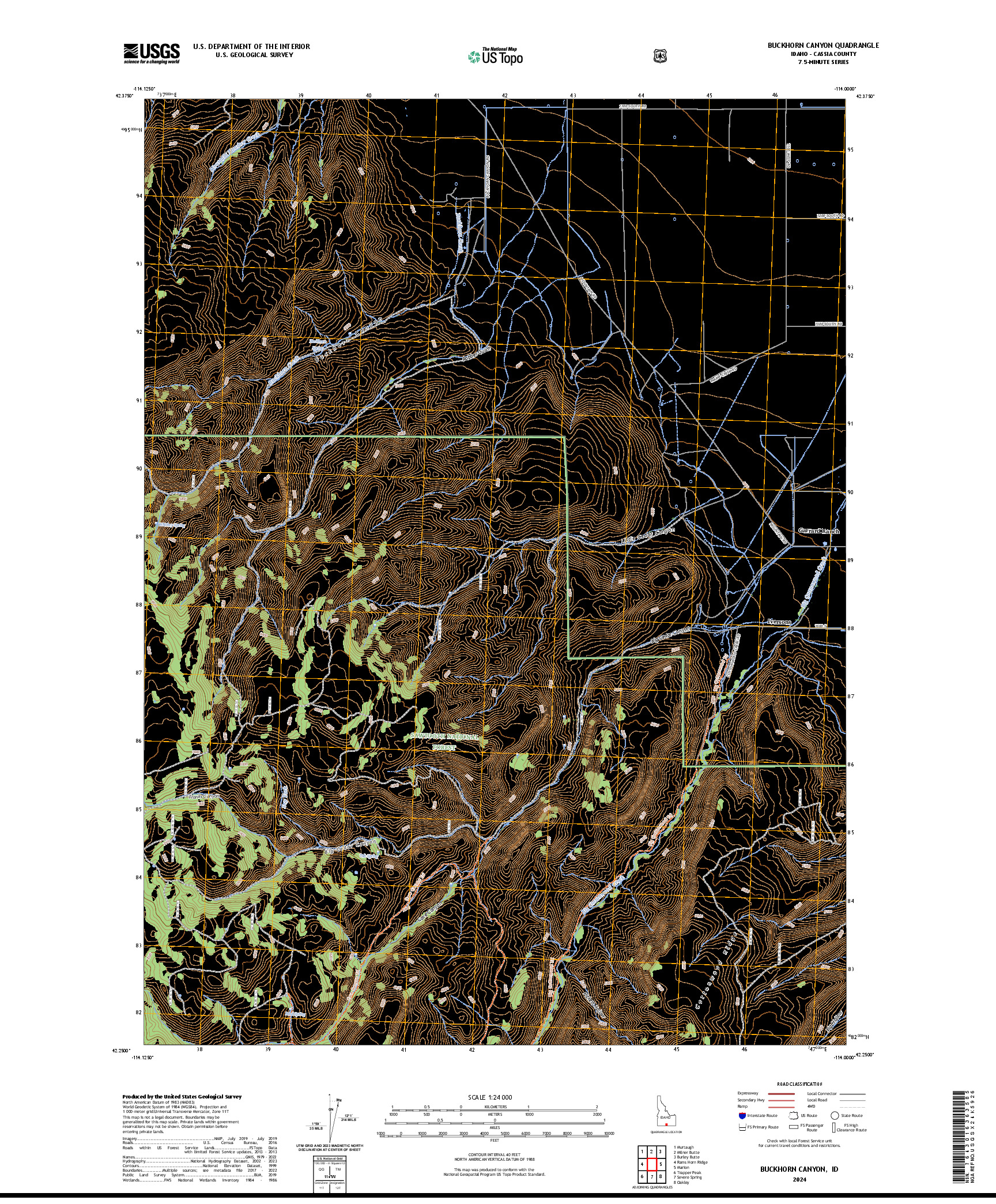 US TOPO 7.5-MINUTE MAP FOR BUCKHORN CANYON, ID
