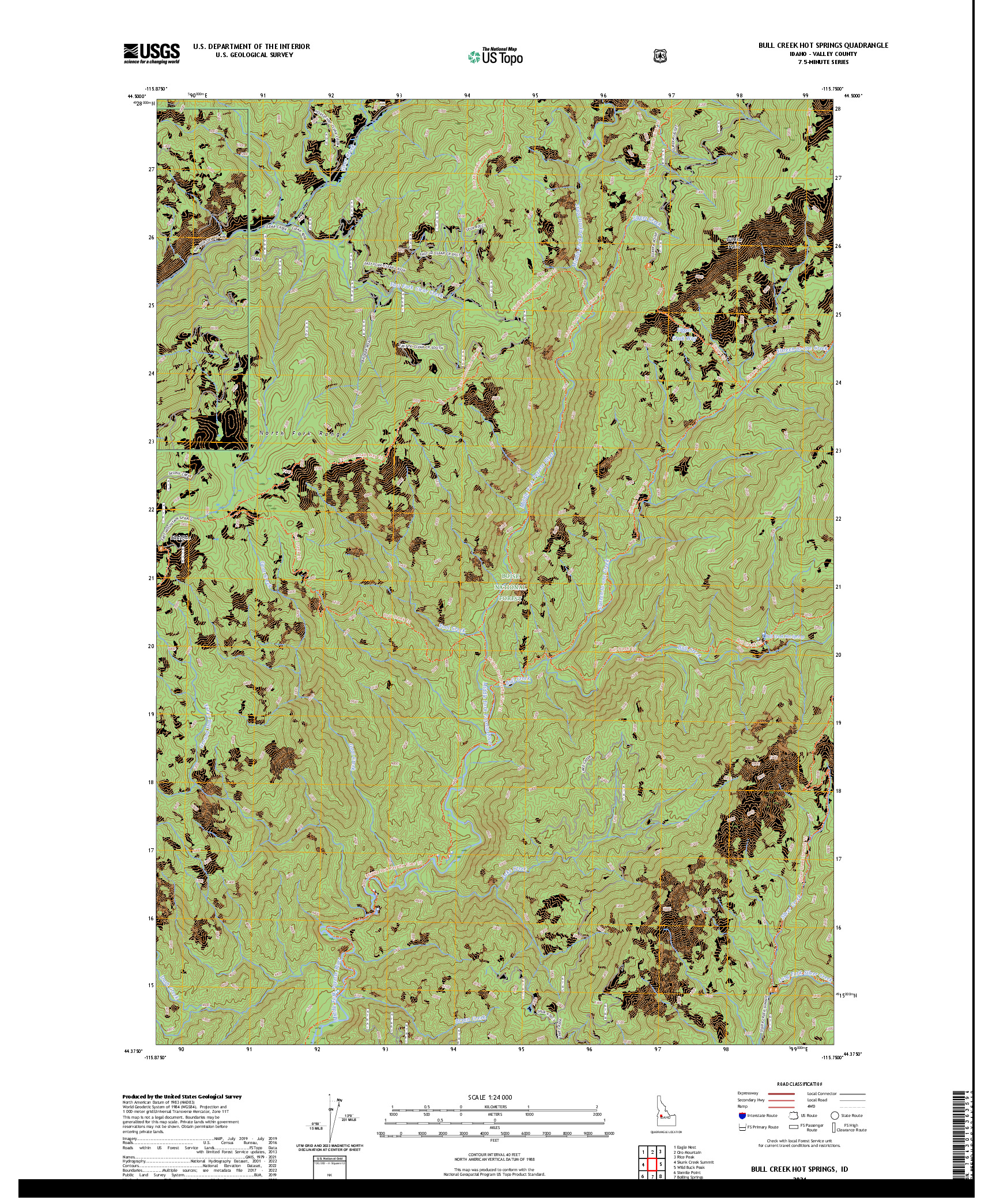 US TOPO 7.5-MINUTE MAP FOR BULL CREEK HOT SPRINGS, ID