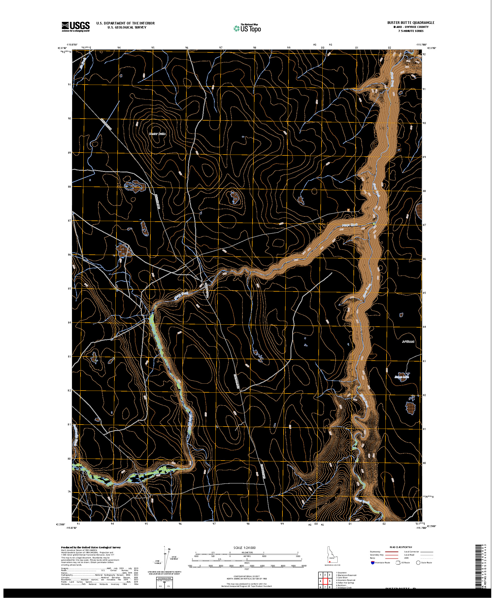 US TOPO 7.5-MINUTE MAP FOR BUSTER BUTTE, ID