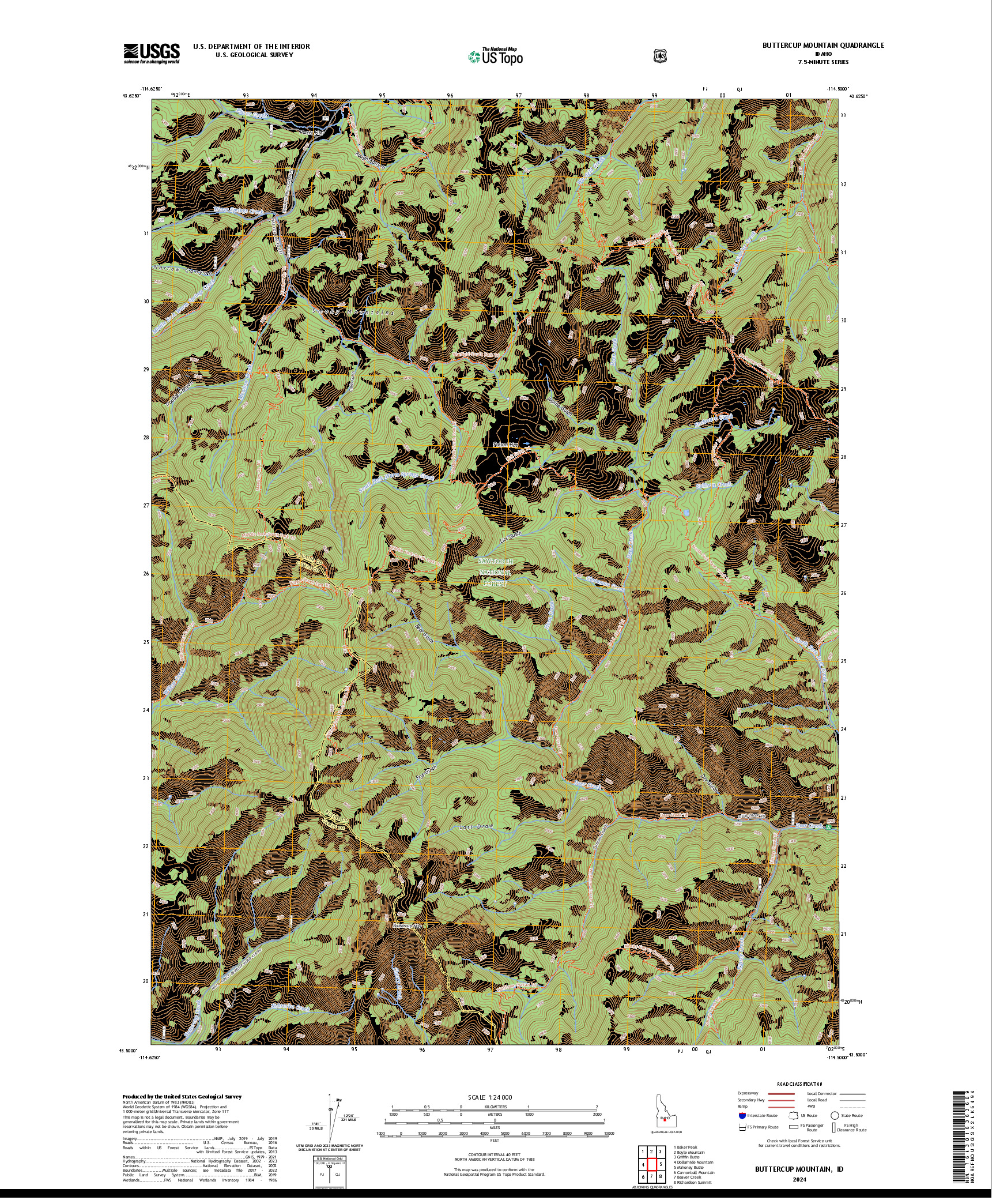 US TOPO 7.5-MINUTE MAP FOR BUTTERCUP MOUNTAIN, ID