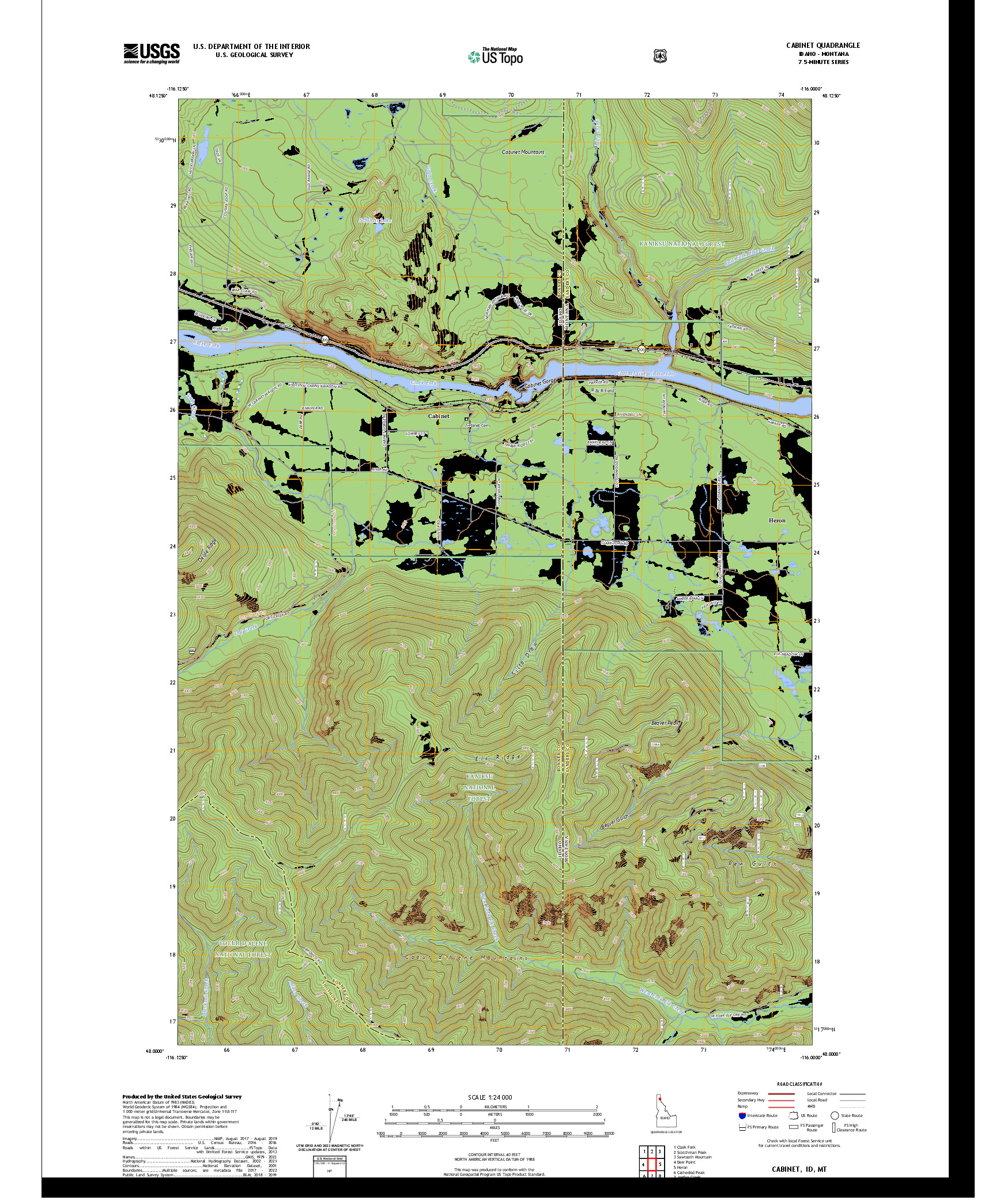 US TOPO 7.5-MINUTE MAP FOR CABINET, ID,MT