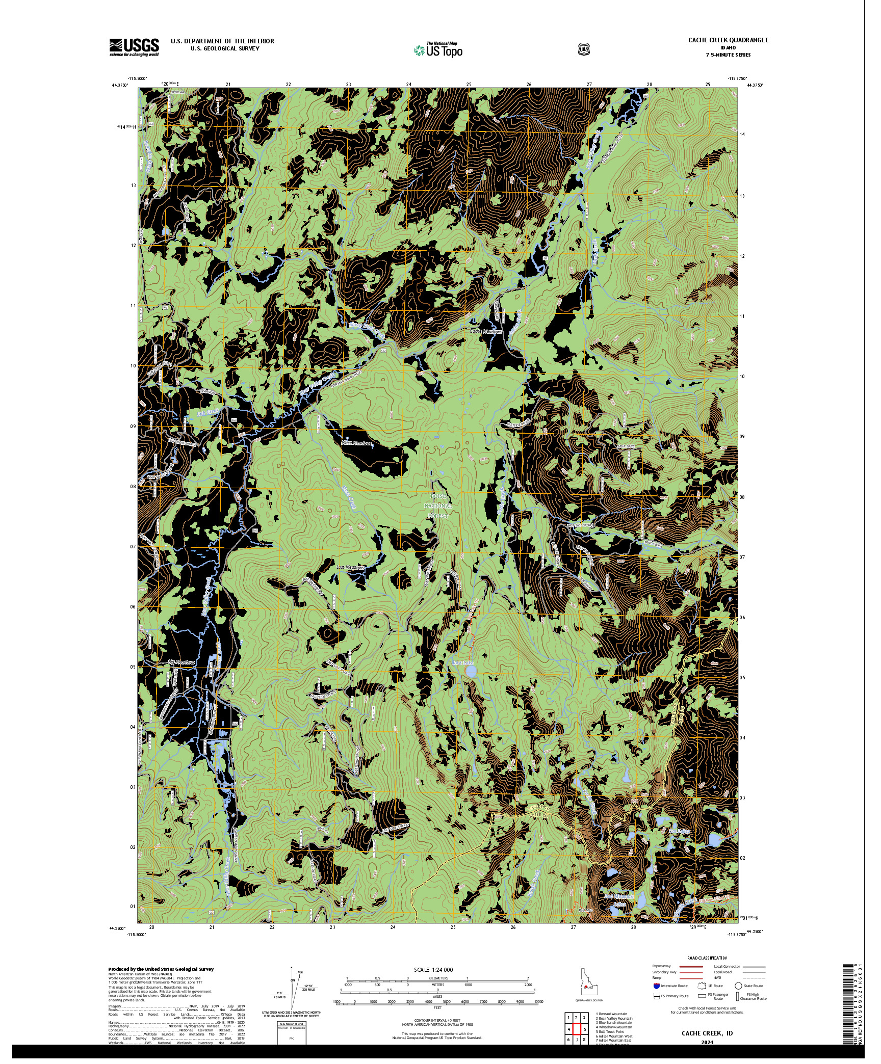 US TOPO 7.5-MINUTE MAP FOR CACHE CREEK, ID