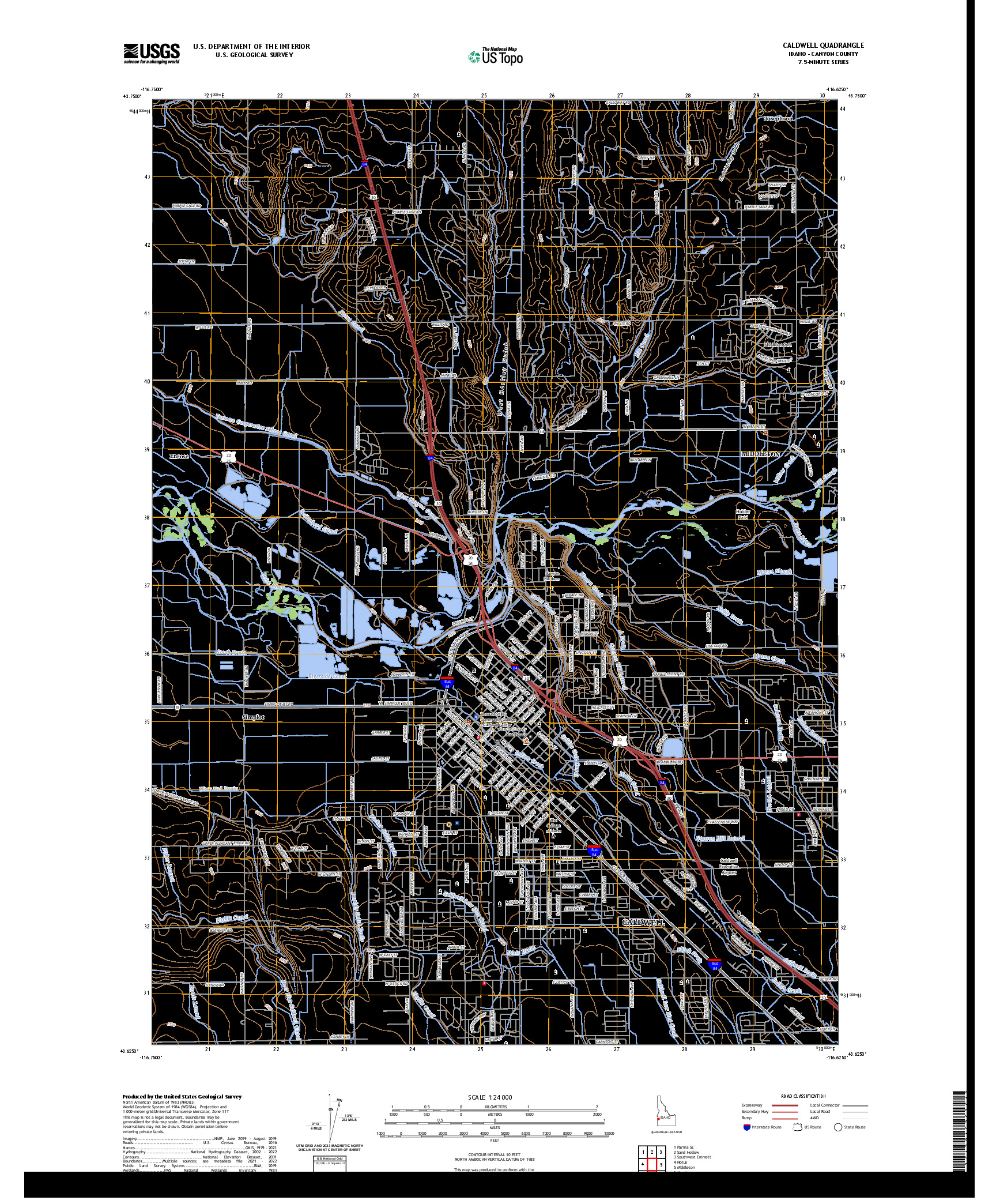 US TOPO 7.5-MINUTE MAP FOR CALDWELL, ID