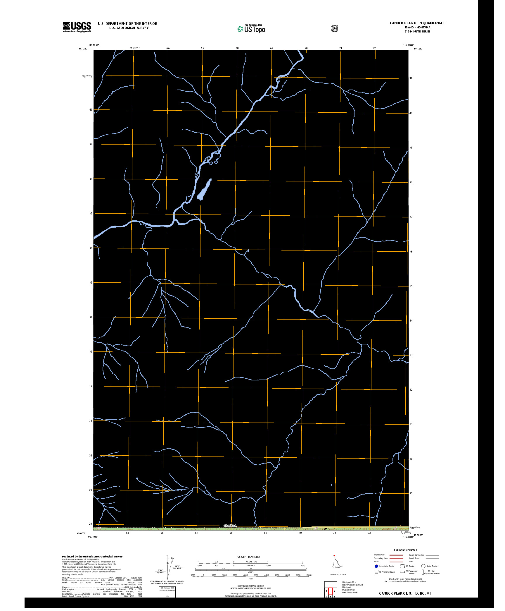 US TOPO 7.5-MINUTE MAP FOR CANUCK PEAK OE N, ID,BC,MT