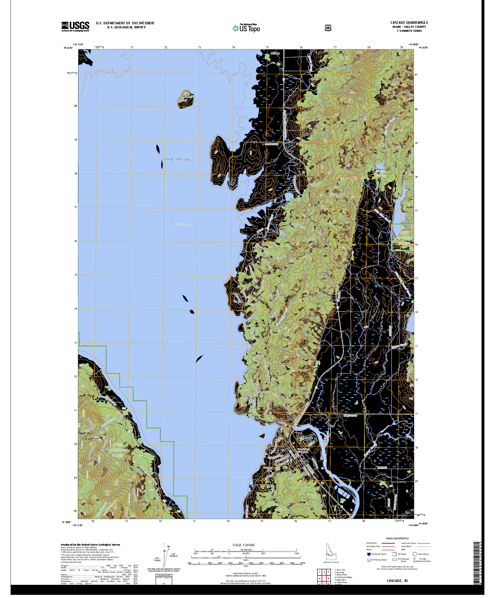 US TOPO 7.5-MINUTE MAP FOR CASCADE, ID