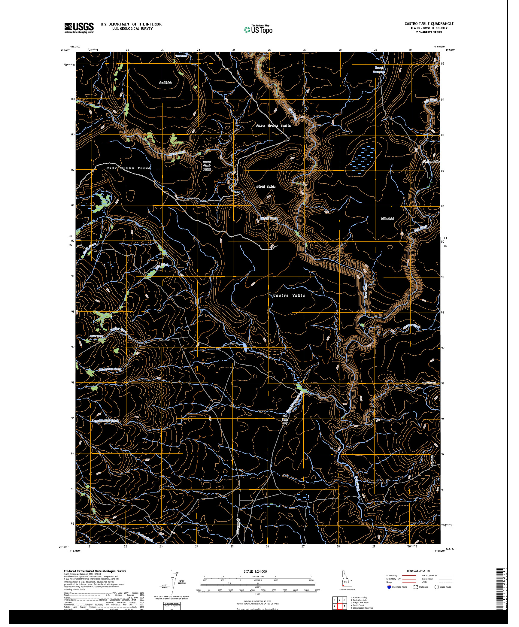 US TOPO 7.5-MINUTE MAP FOR CASTRO TABLE, ID
