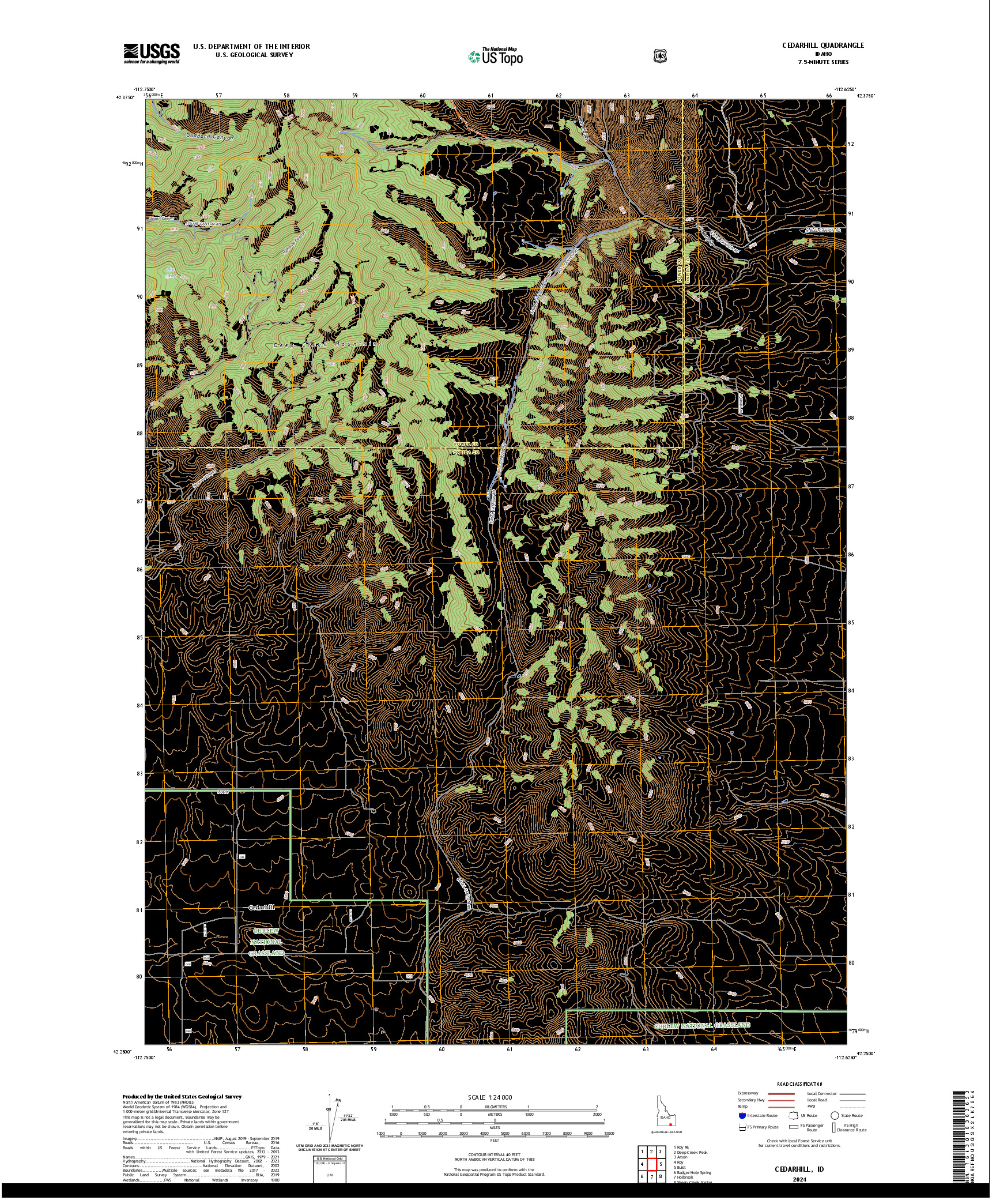 US TOPO 7.5-MINUTE MAP FOR CEDARHILL, ID