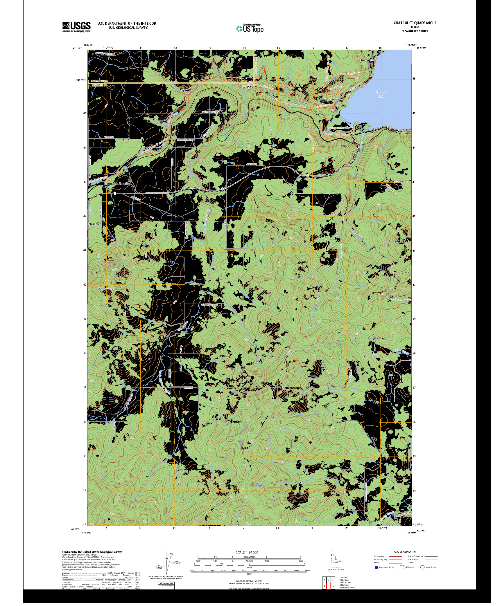 US TOPO 7.5-MINUTE MAP FOR CHATCOLET, ID
