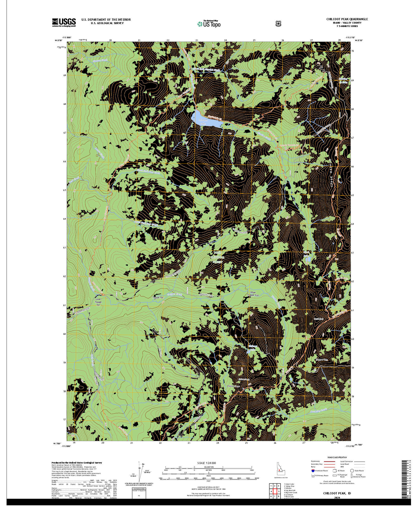 US TOPO 7.5-MINUTE MAP FOR CHILCOOT PEAK, ID