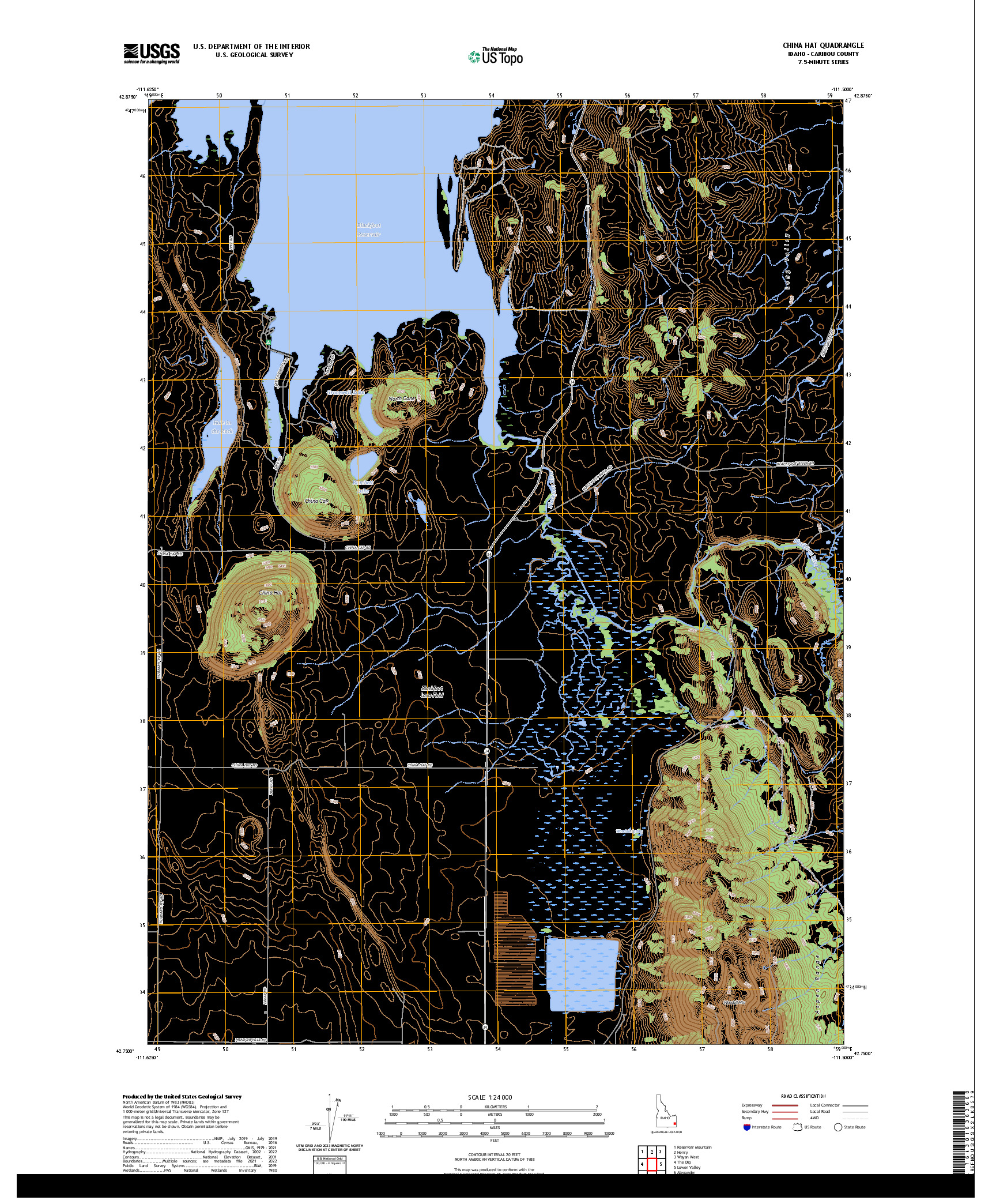US TOPO 7.5-MINUTE MAP FOR CHINA HAT, ID