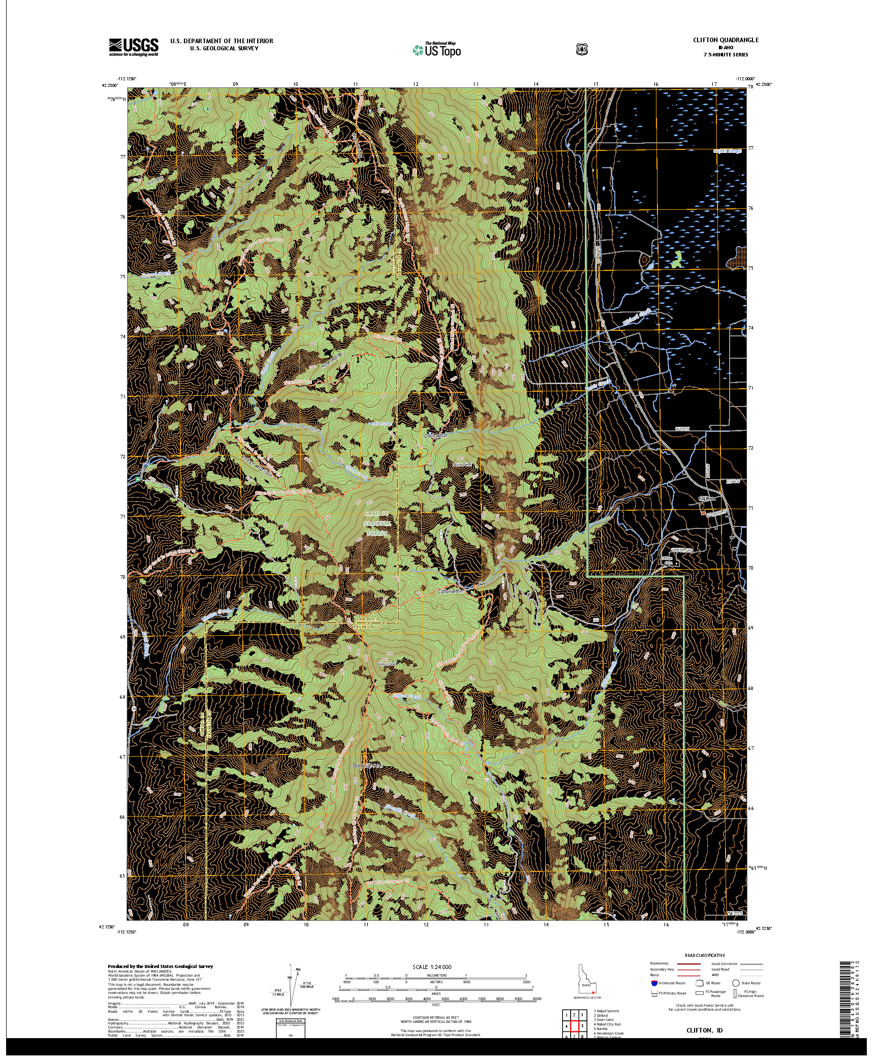 US TOPO 7.5-MINUTE MAP FOR CLIFTON, ID