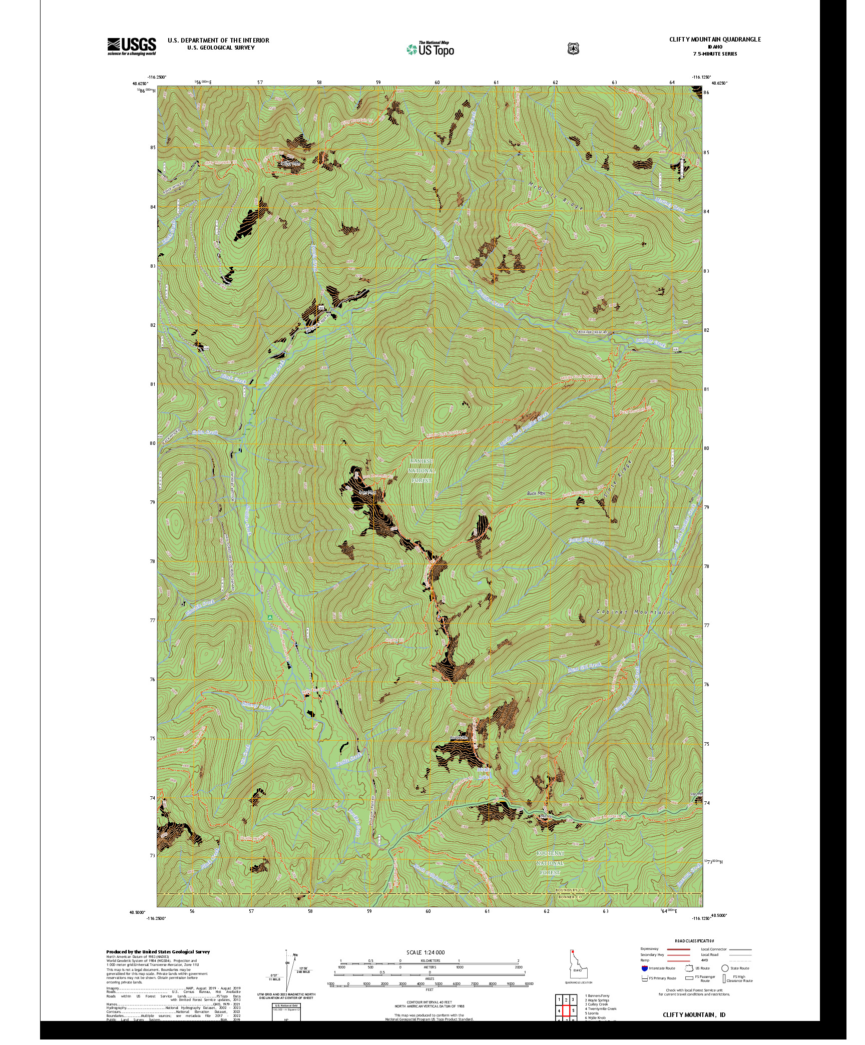 US TOPO 7.5-MINUTE MAP FOR CLIFTY MOUNTAIN, ID