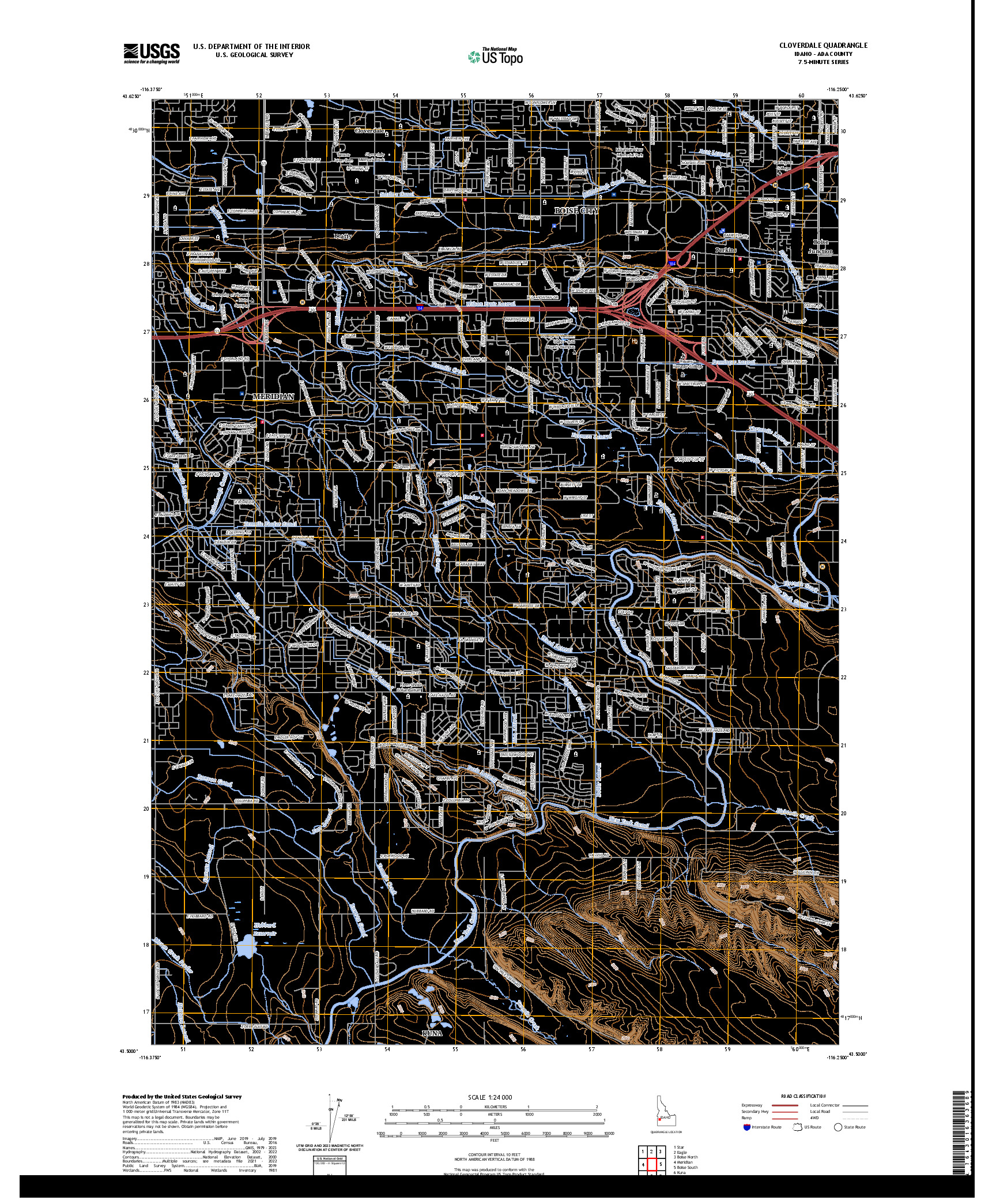 US TOPO 7.5-MINUTE MAP FOR CLOVERDALE, ID