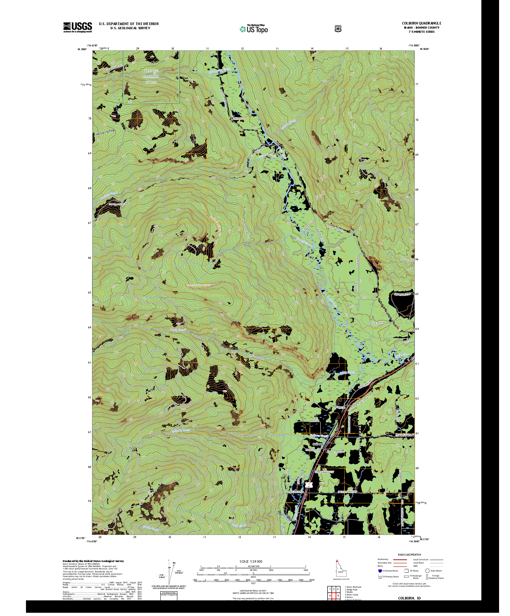US TOPO 7.5-MINUTE MAP FOR COLBURN, ID