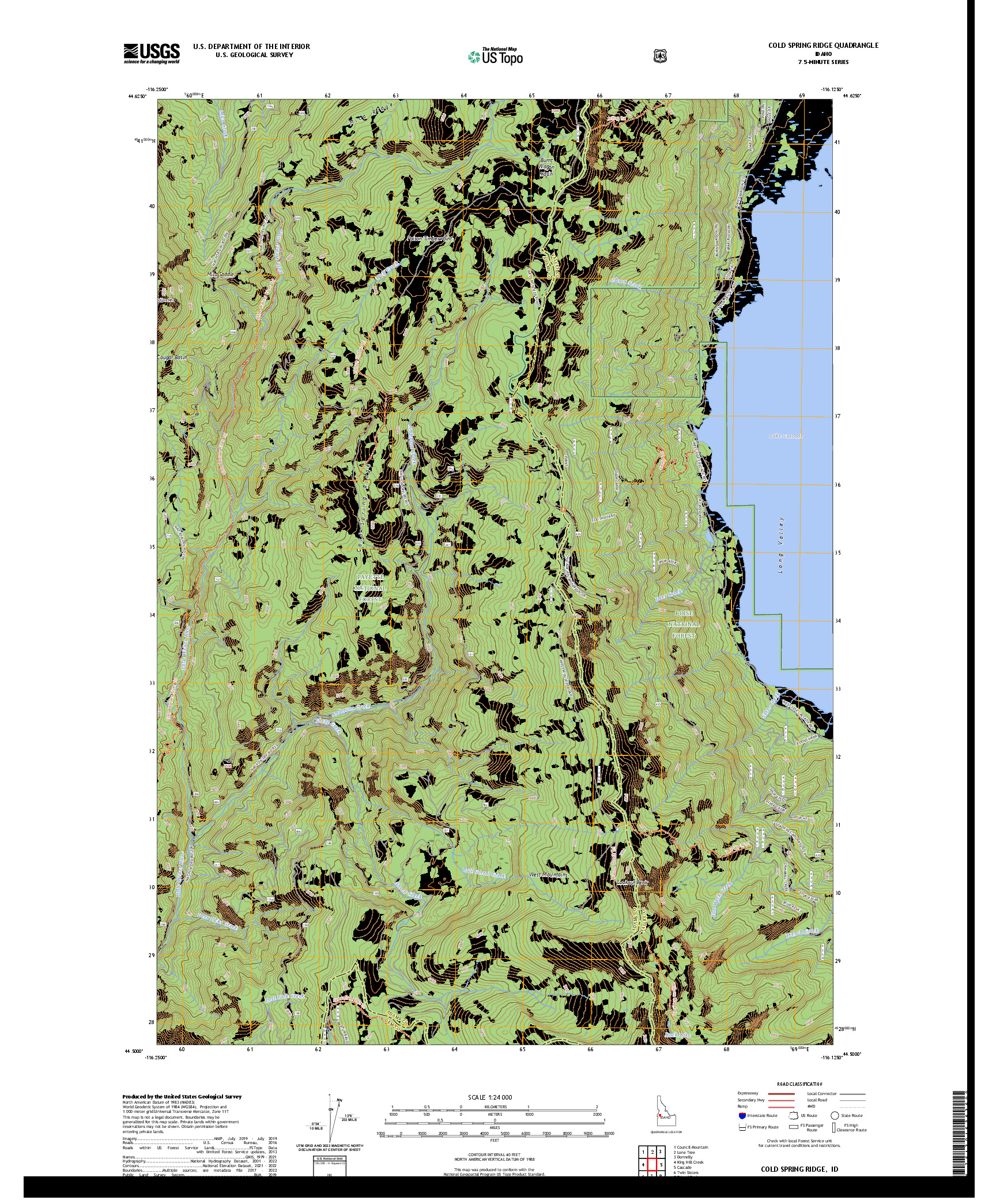 US TOPO 7.5-MINUTE MAP FOR COLD SPRING RIDGE, ID
