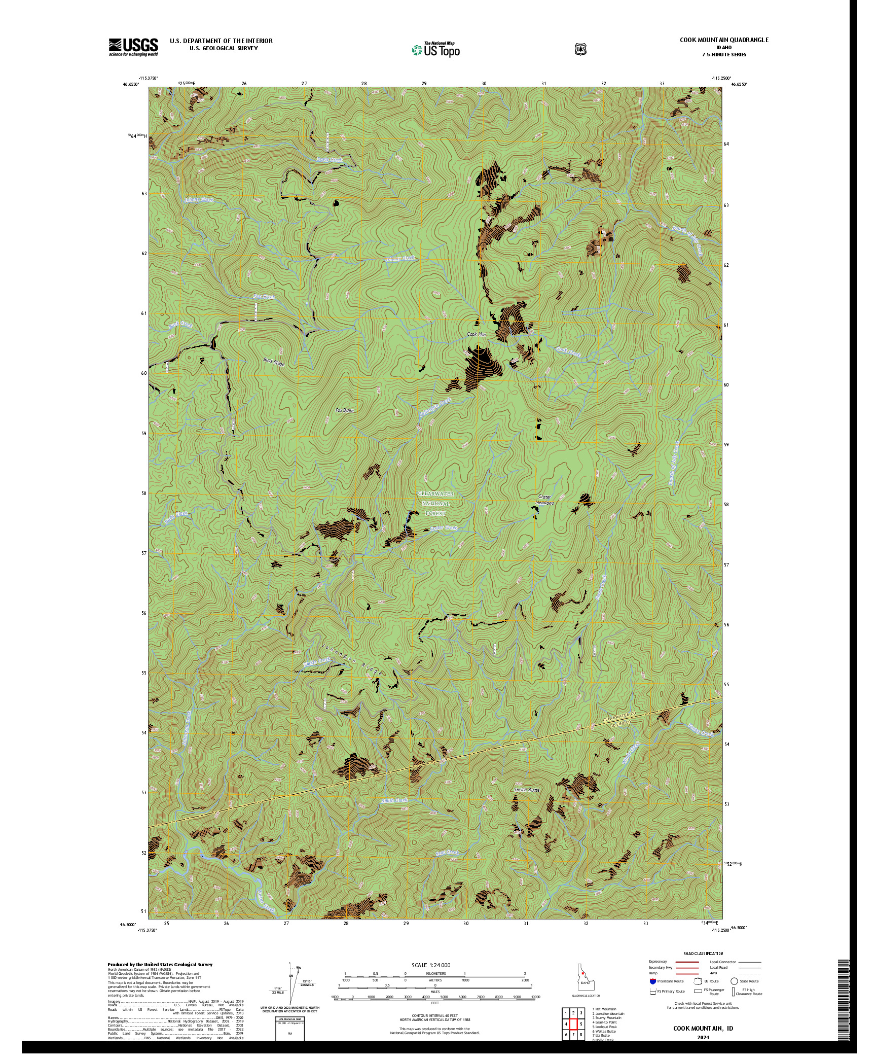 US TOPO 7.5-MINUTE MAP FOR COOK MOUNTAIN, ID