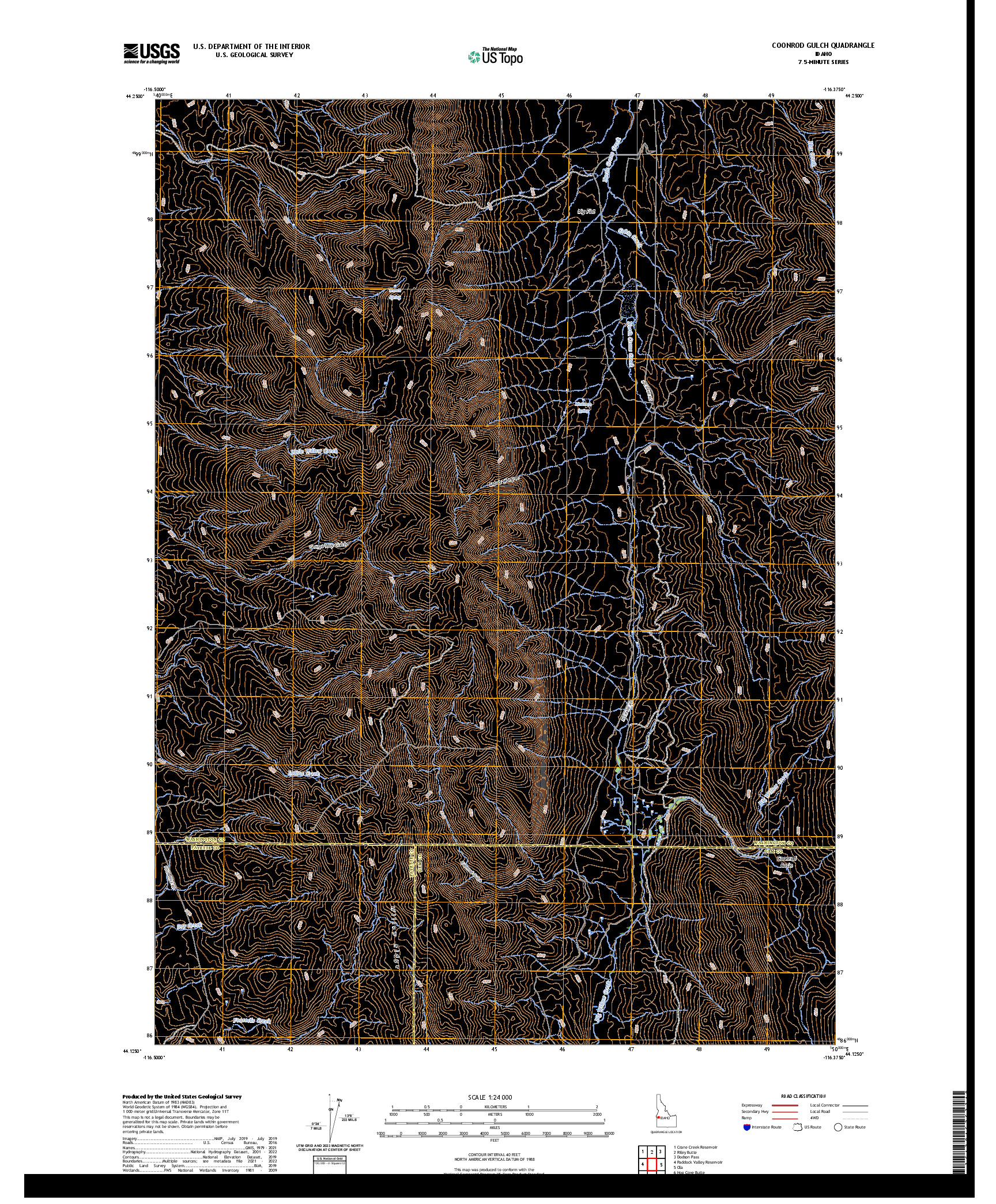 US TOPO 7.5-MINUTE MAP FOR COONROD GULCH, ID