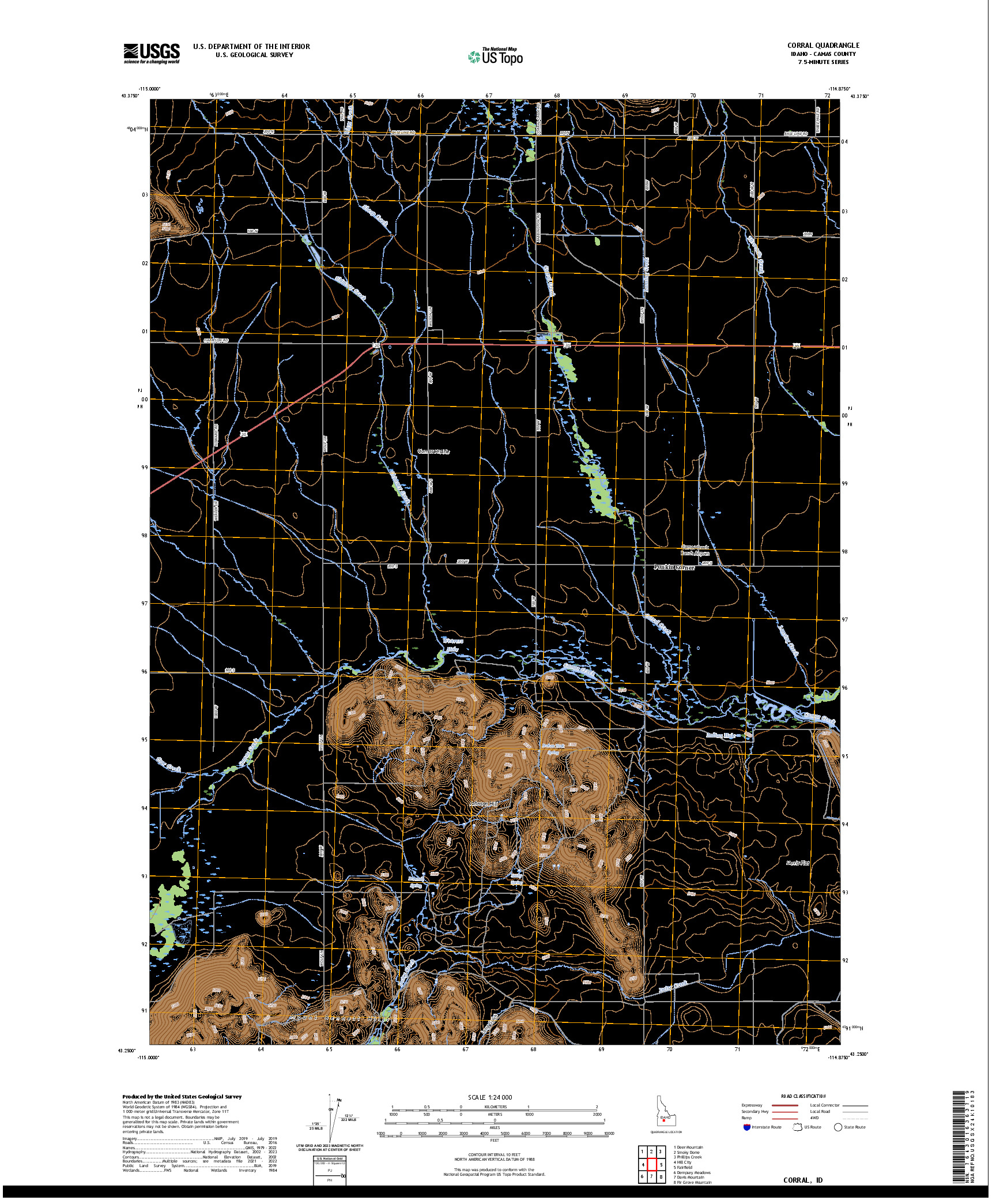 US TOPO 7.5-MINUTE MAP FOR CORRAL, ID