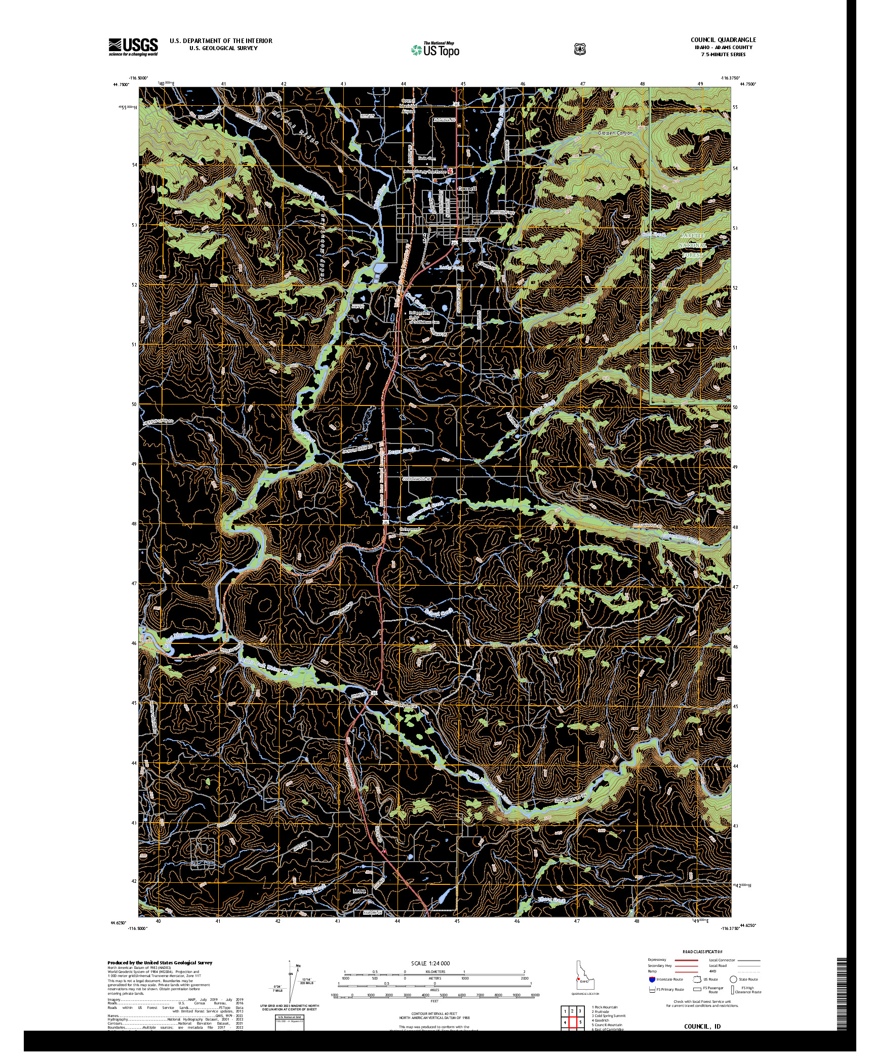 US TOPO 7.5-MINUTE MAP FOR COUNCIL, ID