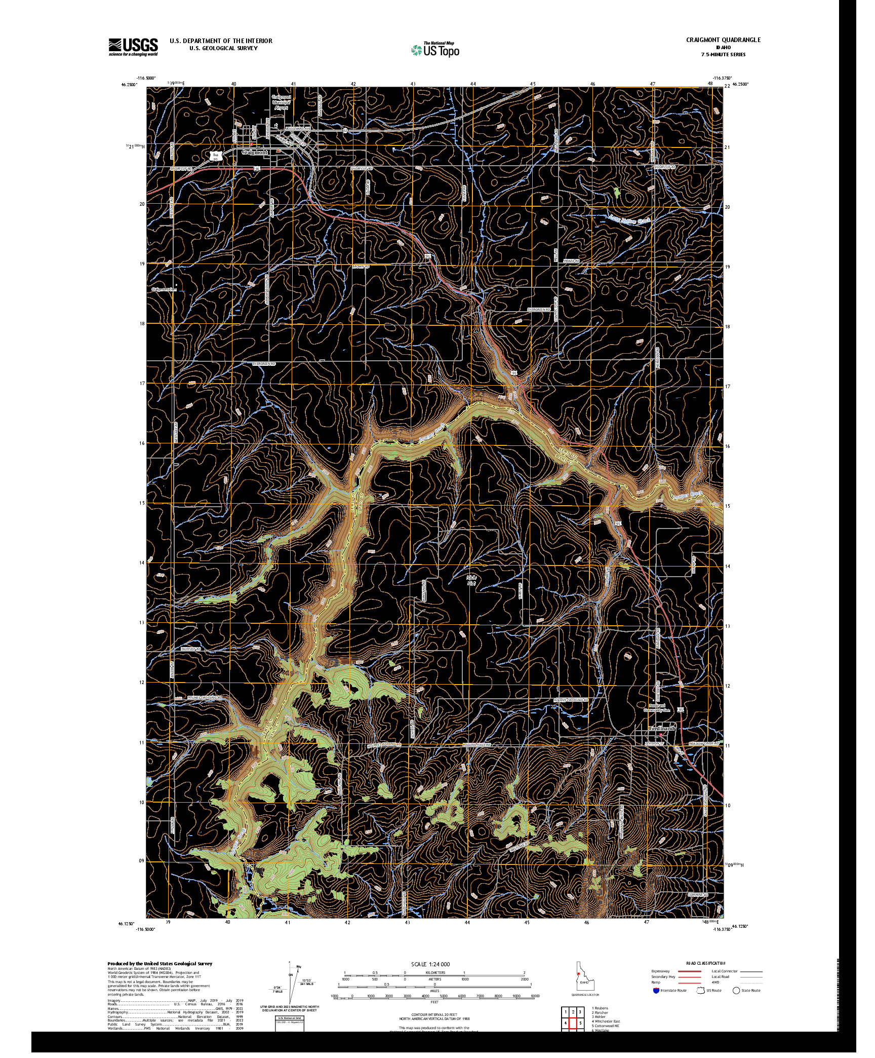 US TOPO 7.5-MINUTE MAP FOR CRAIGMONT, ID