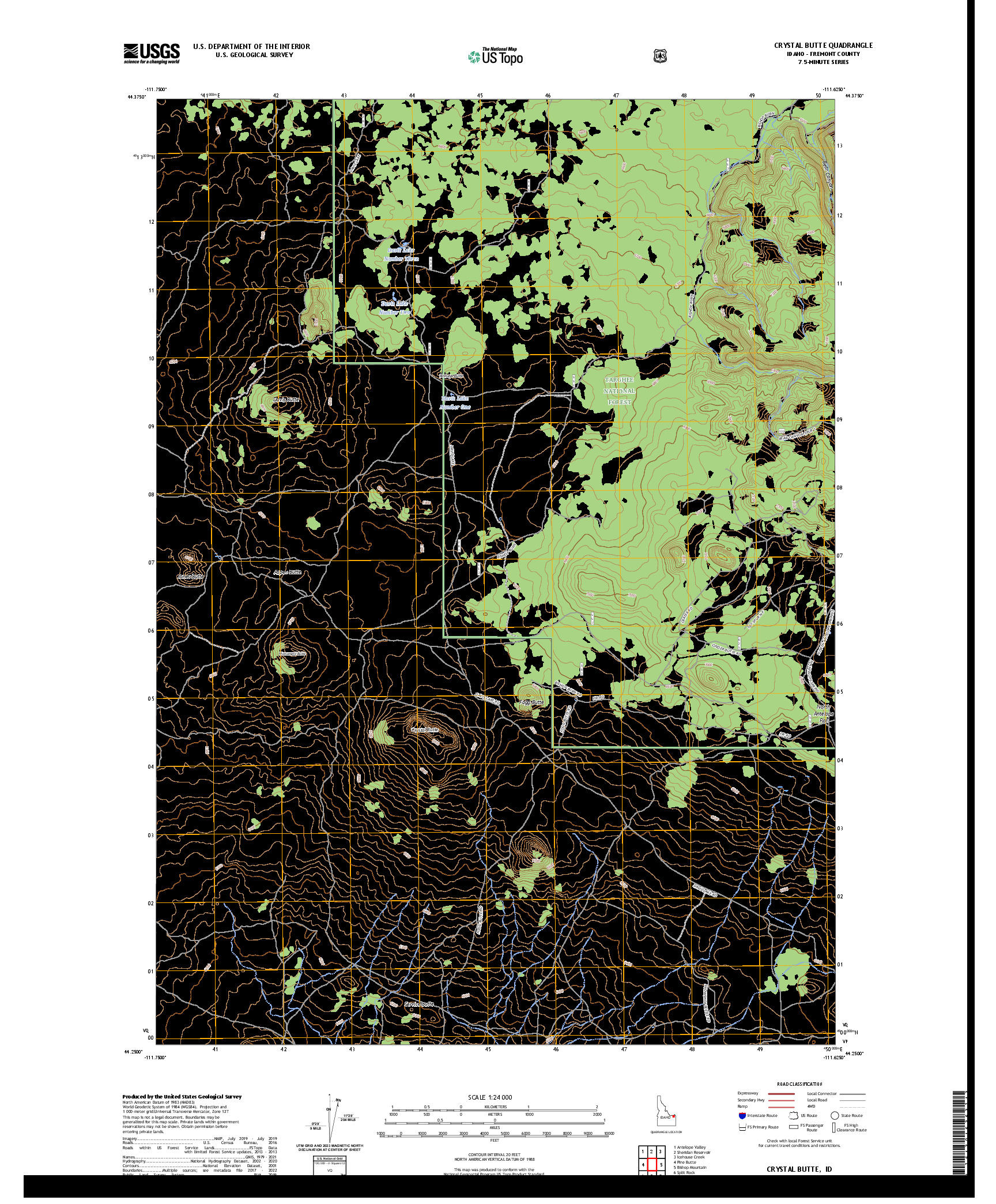 US TOPO 7.5-MINUTE MAP FOR CRYSTAL BUTTE, ID