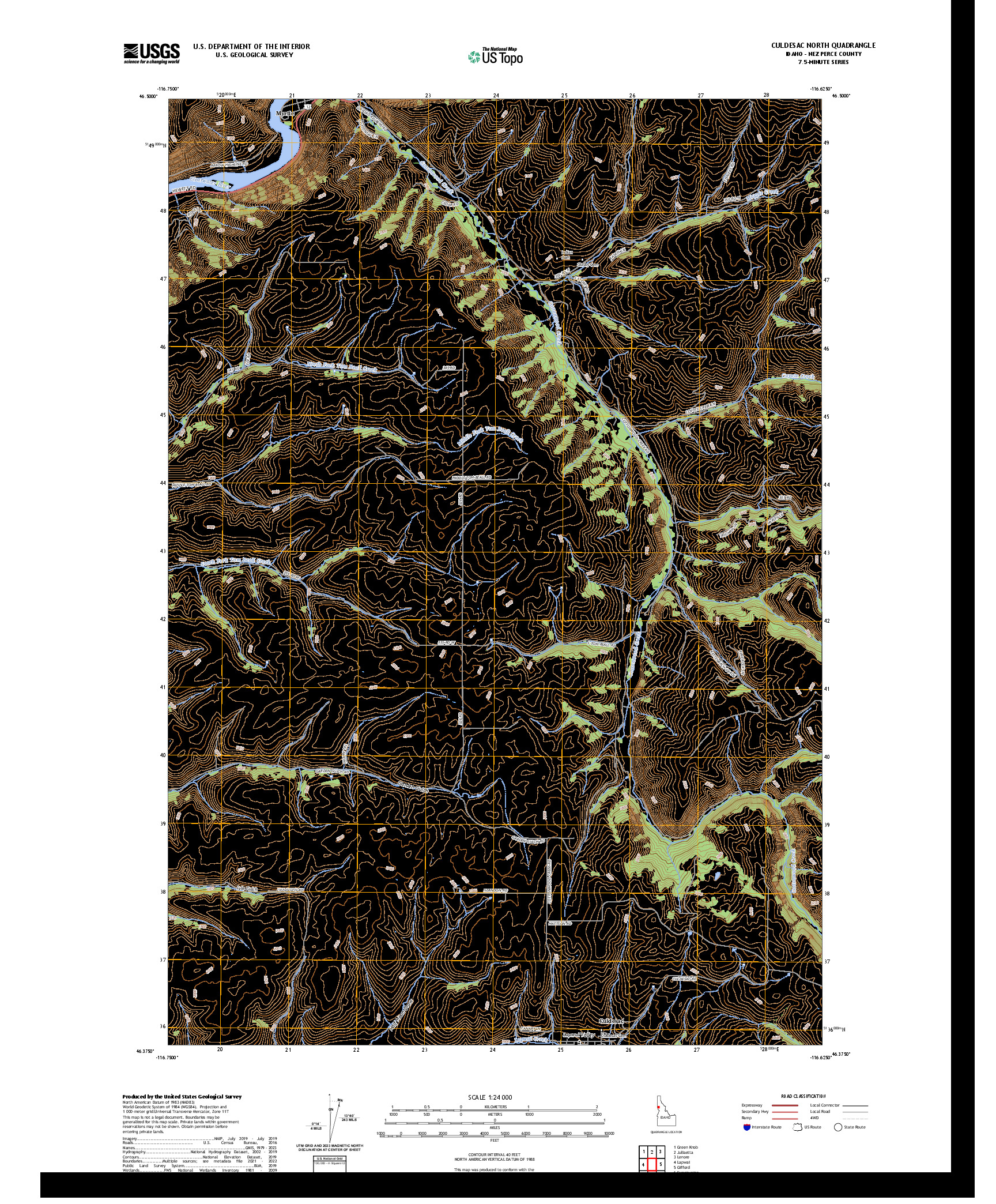 US TOPO 7.5-MINUTE MAP FOR CULDESAC NORTH, ID