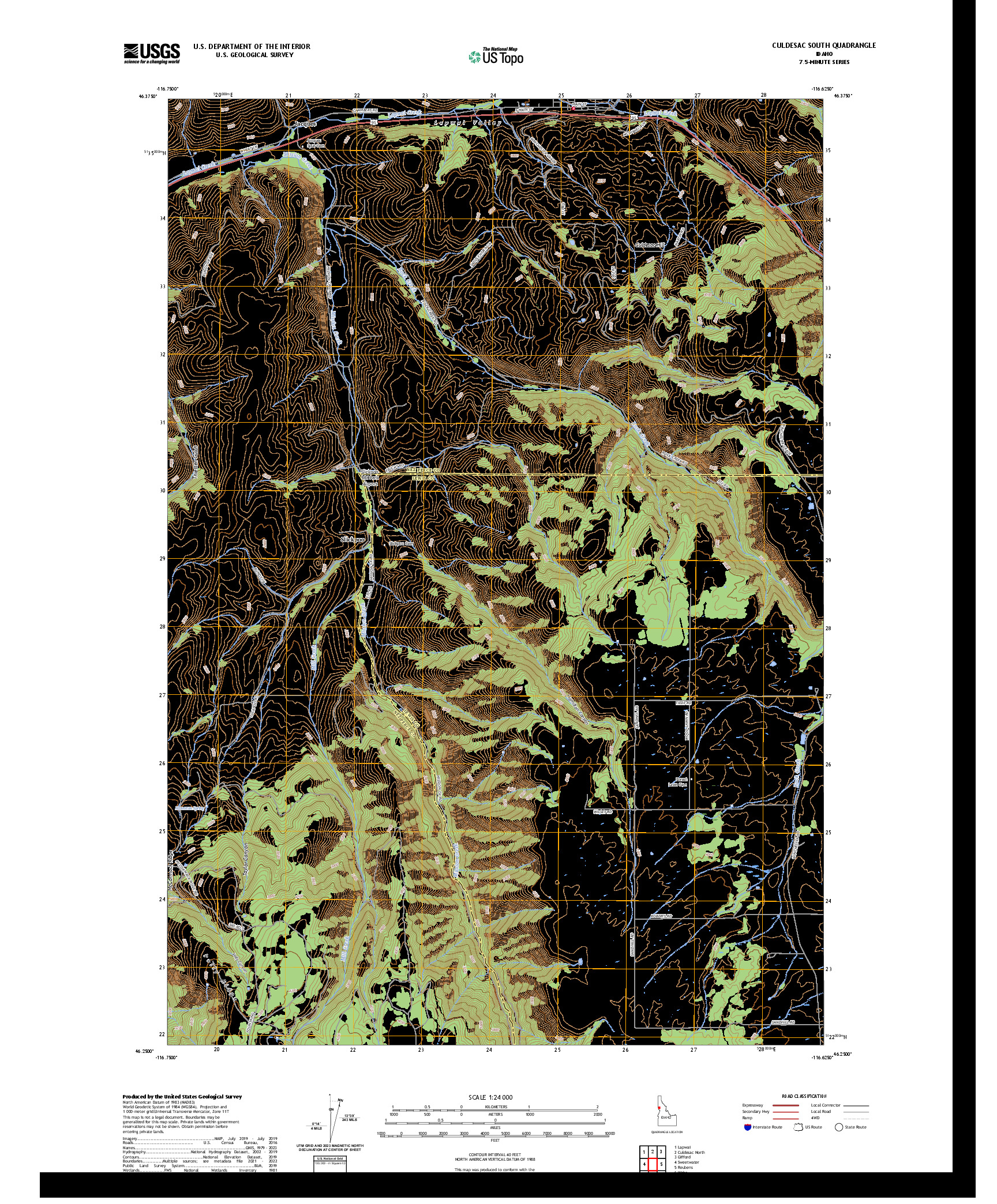 US TOPO 7.5-MINUTE MAP FOR CULDESAC SOUTH, ID