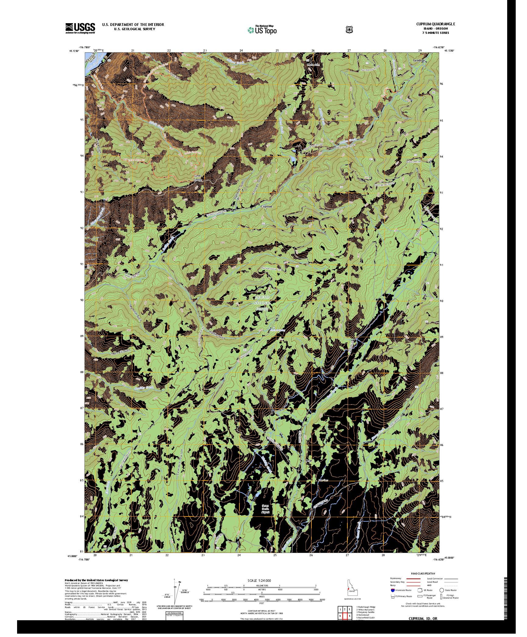 US TOPO 7.5-MINUTE MAP FOR CUPRUM, ID,OR