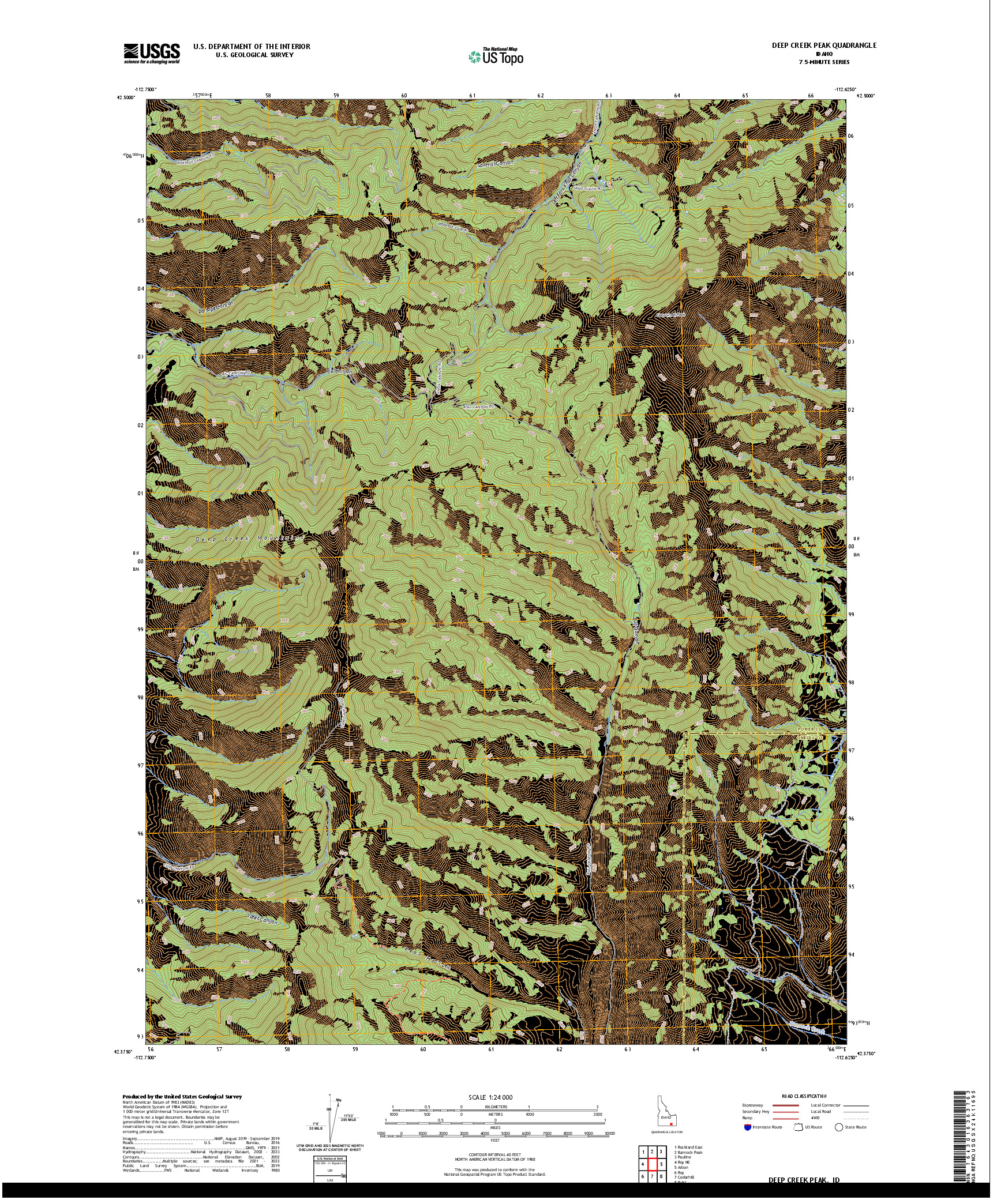 US TOPO 7.5-MINUTE MAP FOR DEEP CREEK PEAK, ID