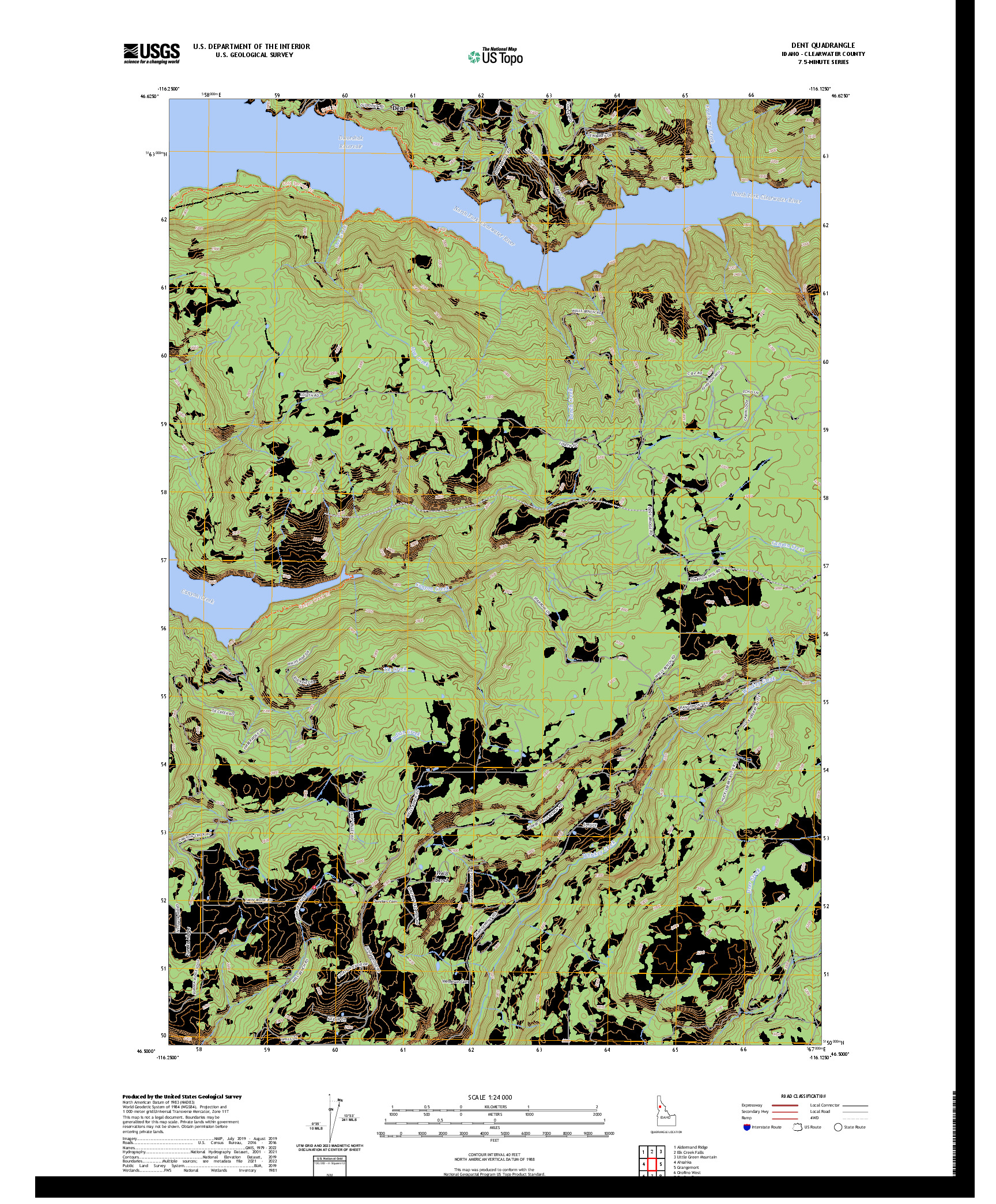 US TOPO 7.5-MINUTE MAP FOR DENT, ID