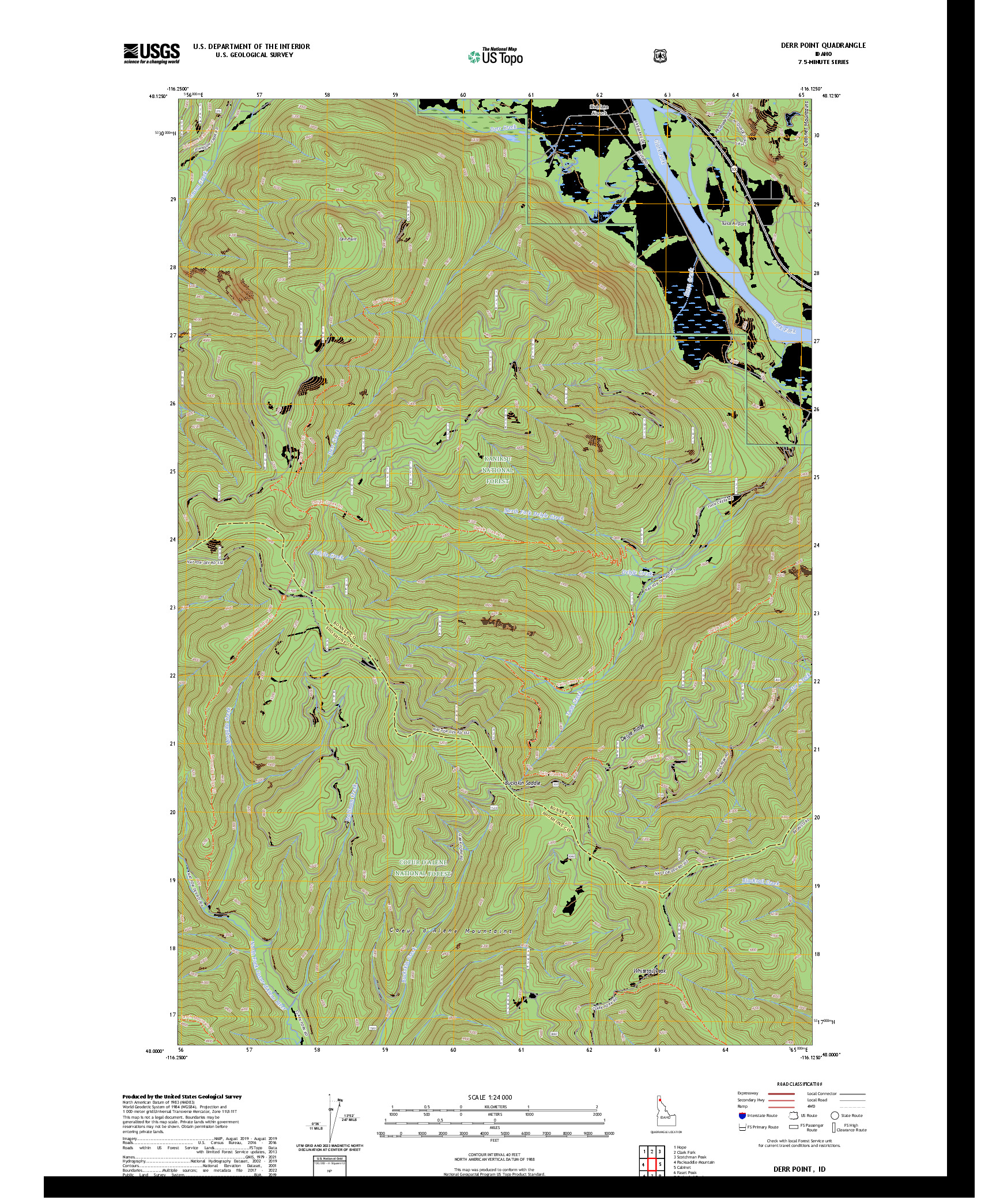 US TOPO 7.5-MINUTE MAP FOR DERR POINT, ID