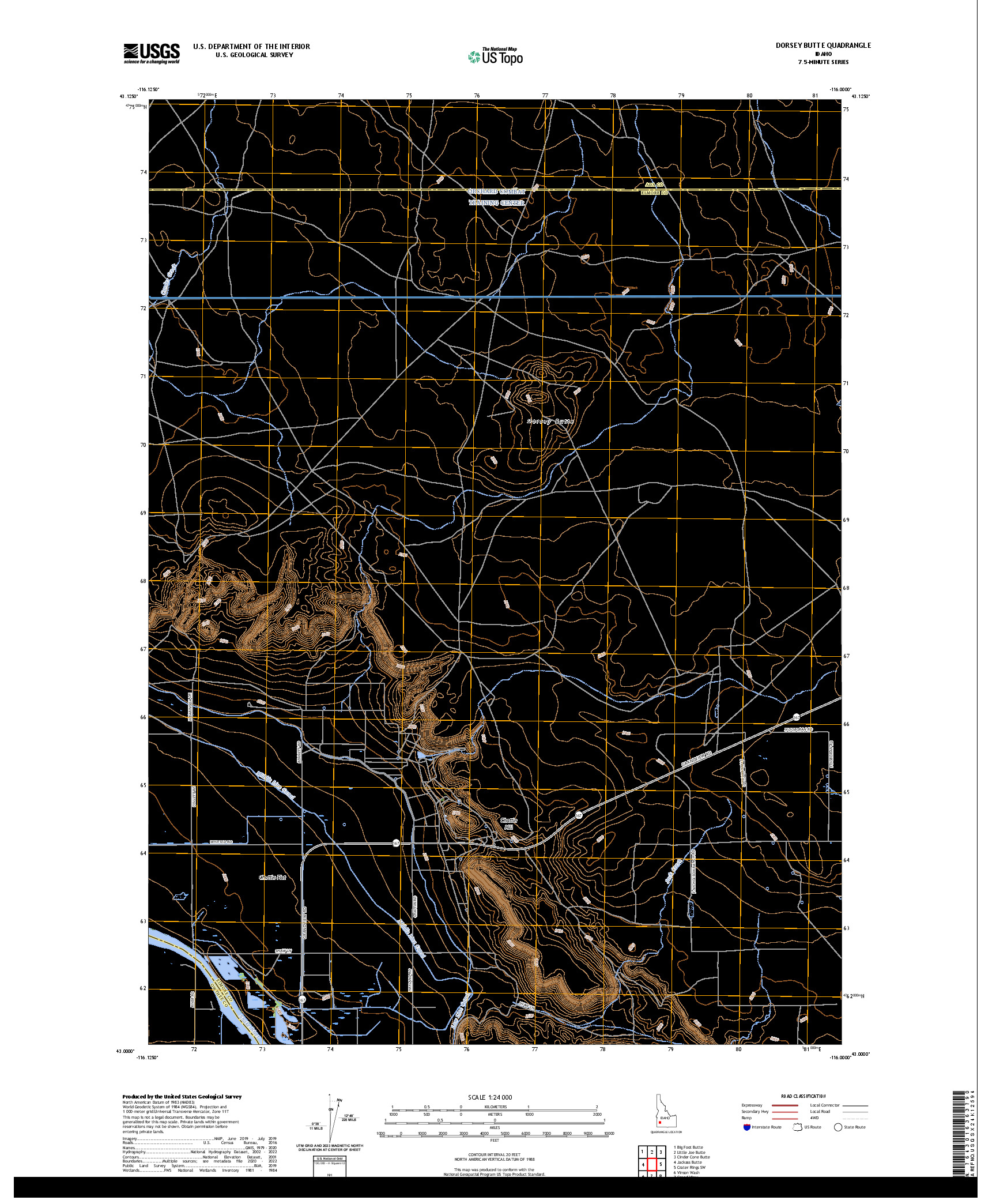 US TOPO 7.5-MINUTE MAP FOR DORSEY BUTTE, ID