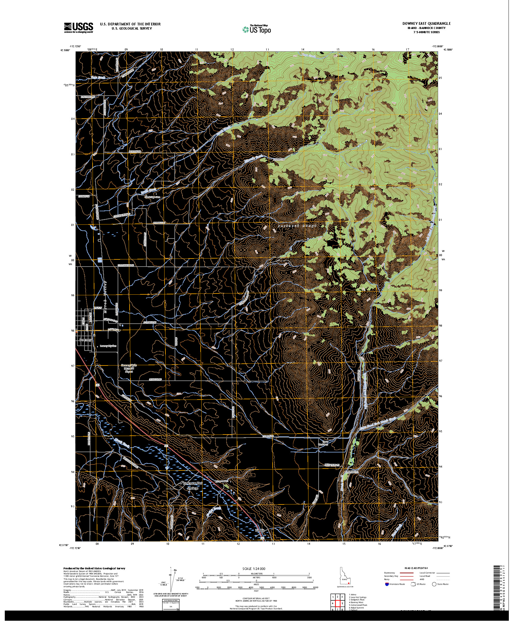 US TOPO 7.5-MINUTE MAP FOR DOWNEY EAST, ID