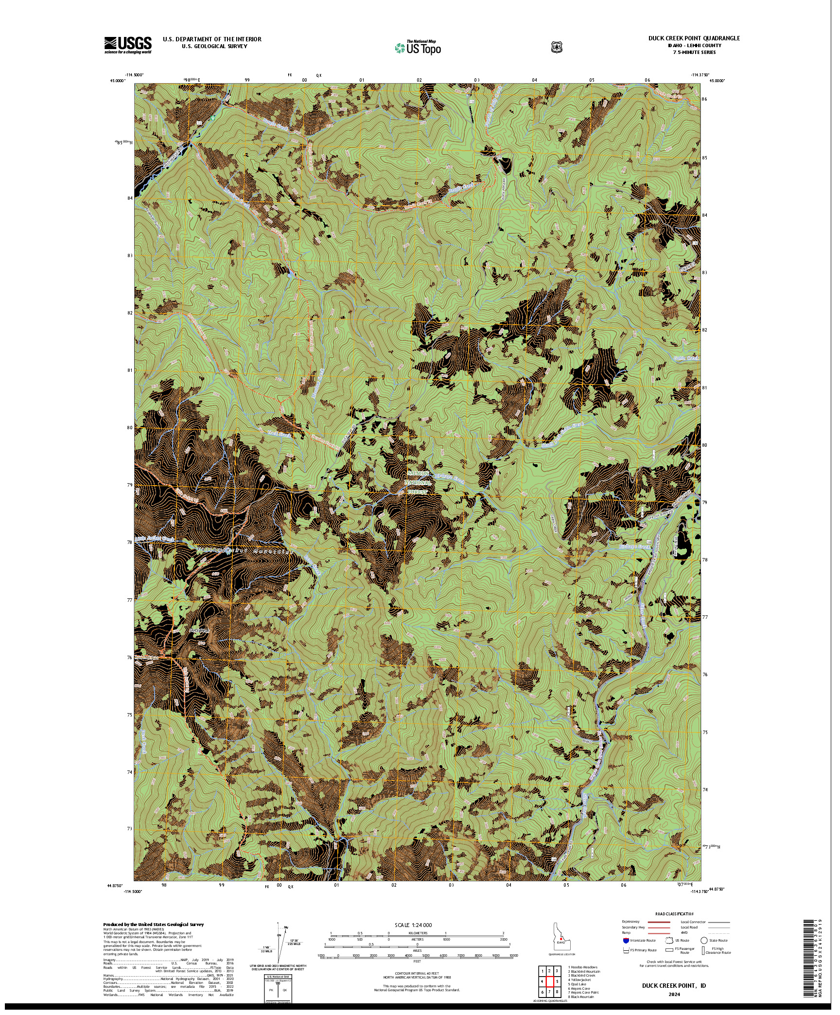 US TOPO 7.5-MINUTE MAP FOR DUCK CREEK POINT, ID