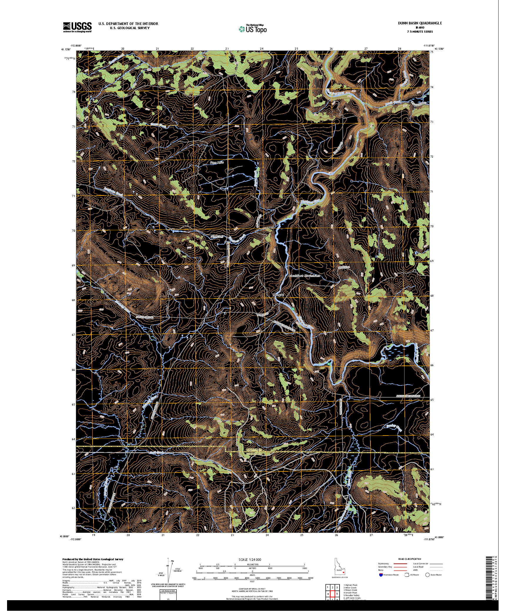 US TOPO 7.5-MINUTE MAP FOR DUNN BASIN, ID